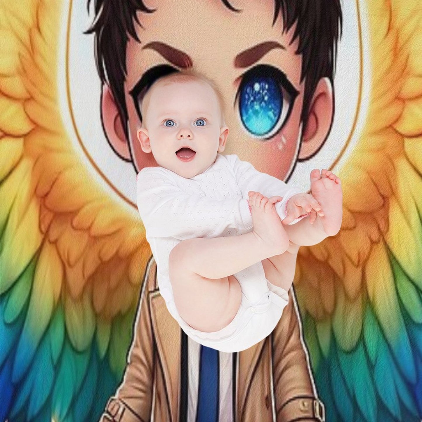 Rainbow Warrior Angel Premium Throw Blanket