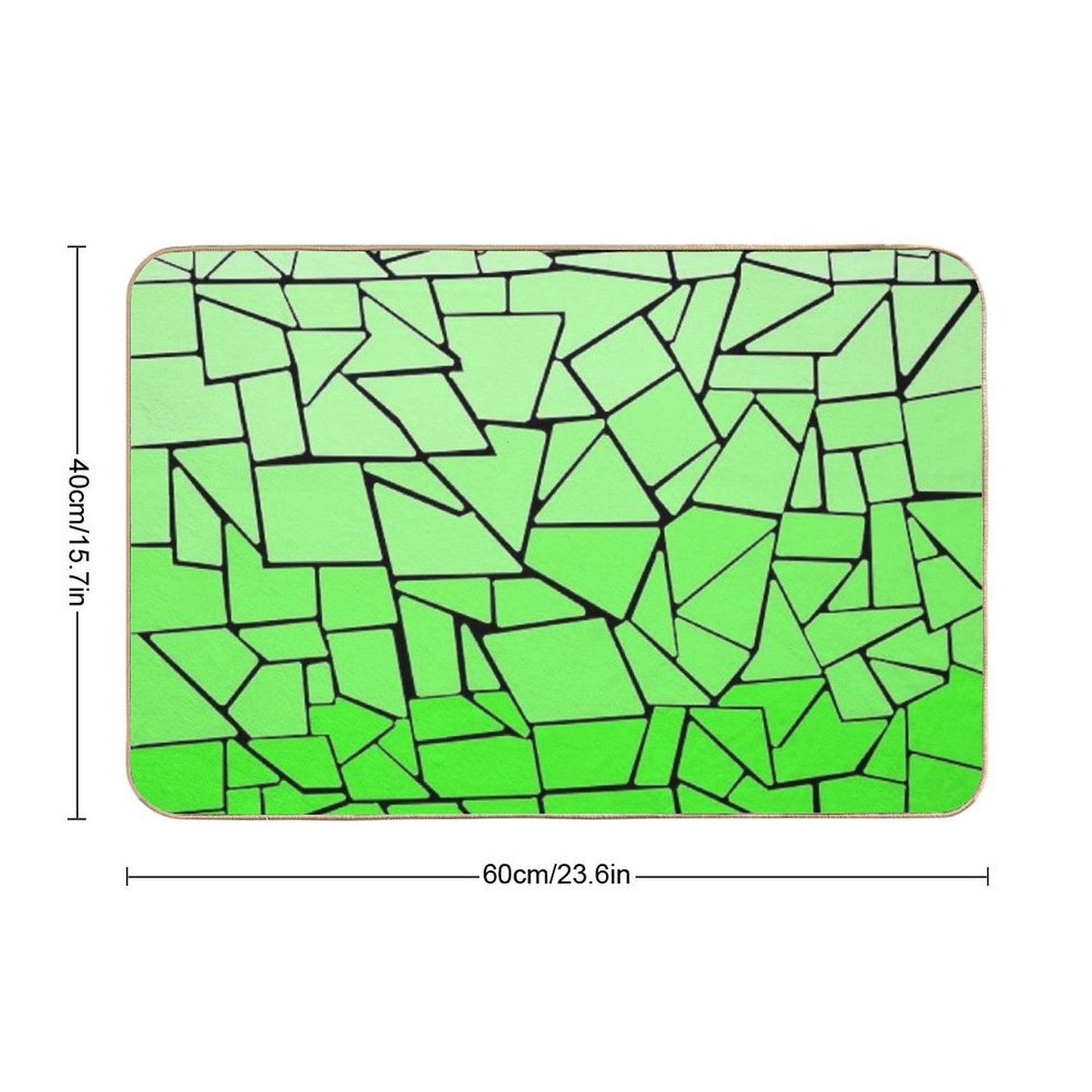 Green Gradient Tiles with Black Background Rapid-Drying Bath Mat