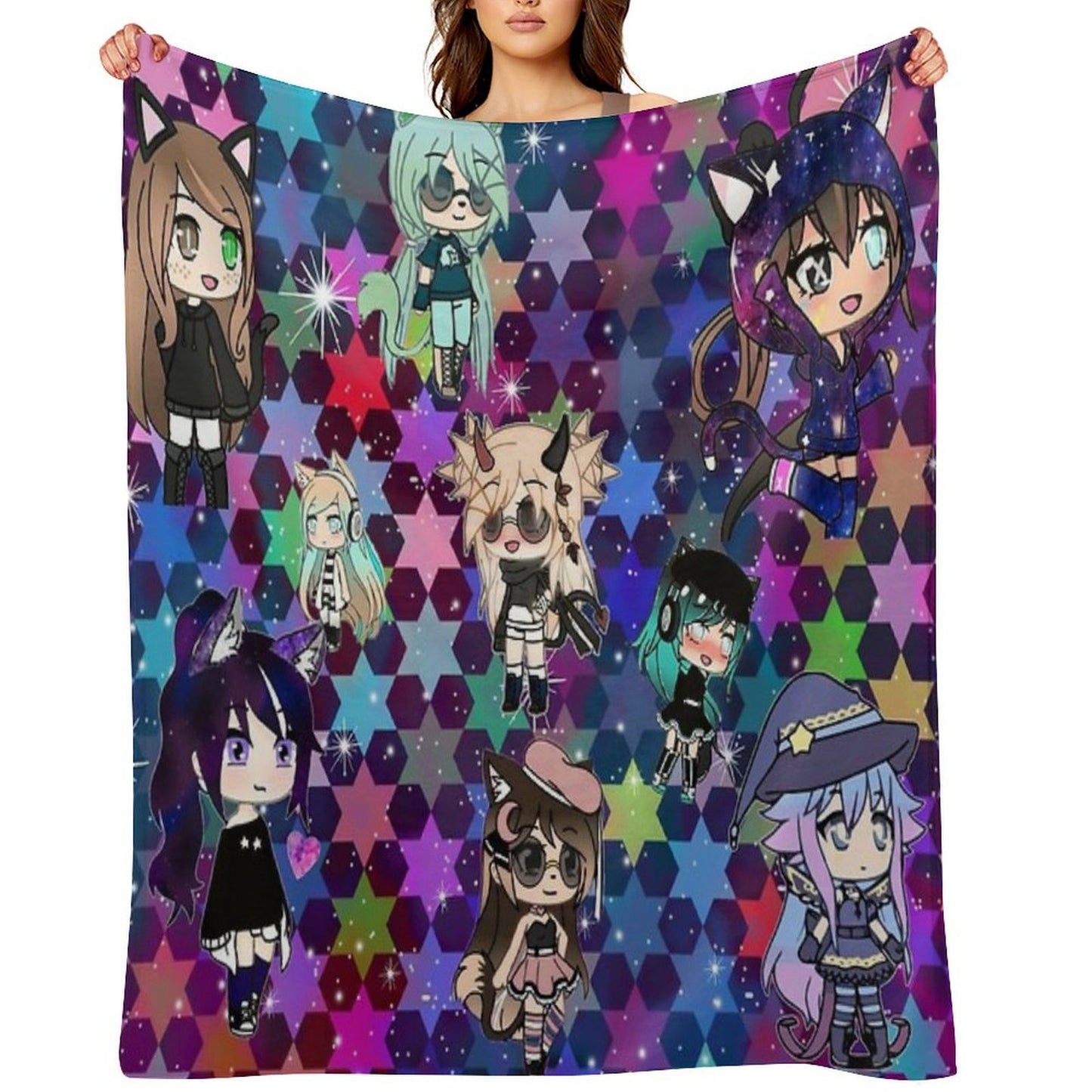 Gacha Life Girl Bundle Pack Stars Anti-pilling Throw Blanket
