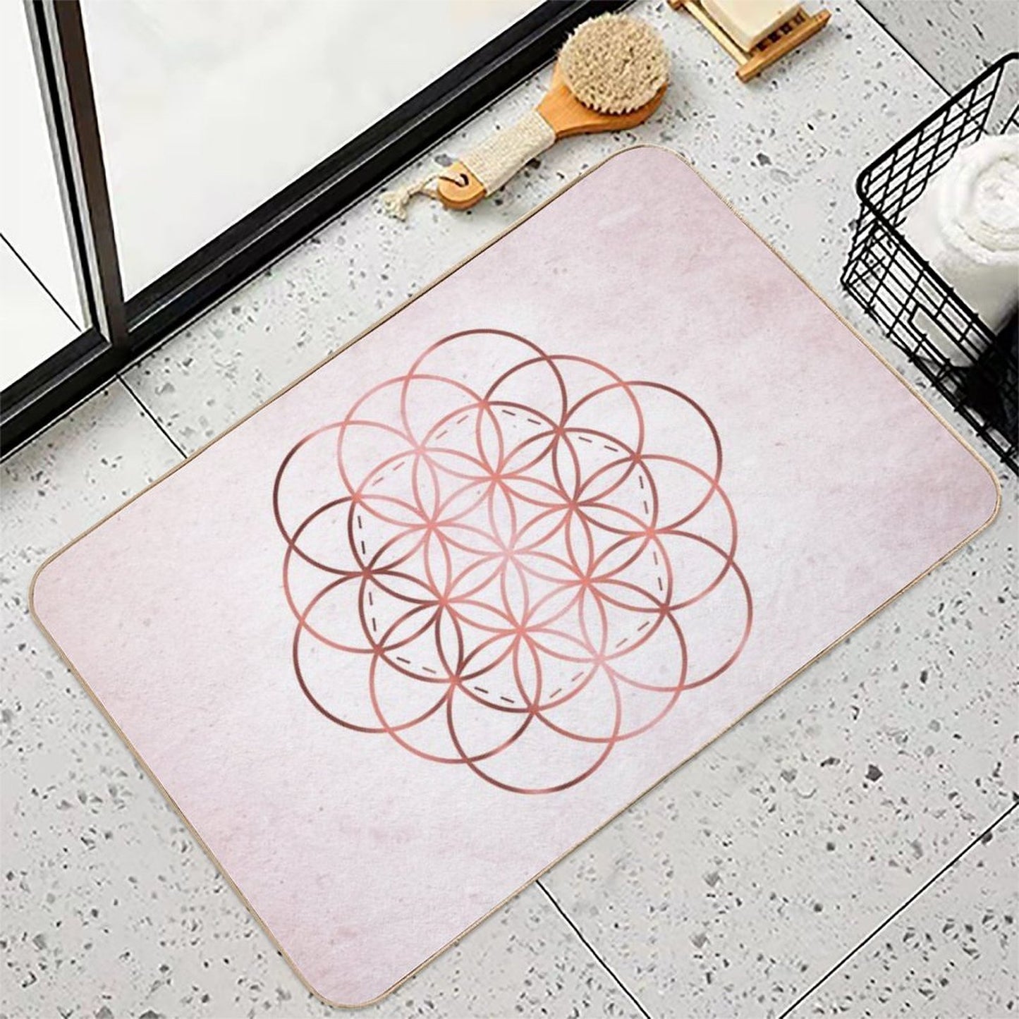Rose Gold Flower of Life Slip-Resistant Bath Mat