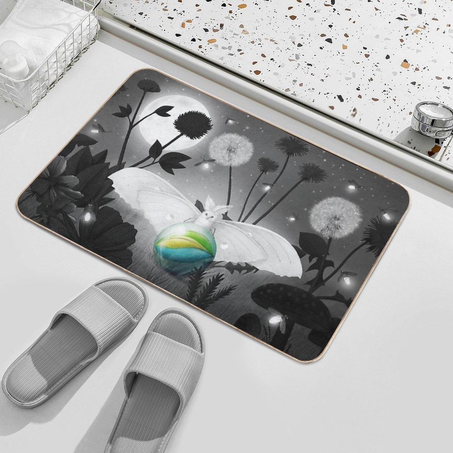 Luna Moth Repositionable Bath Mat