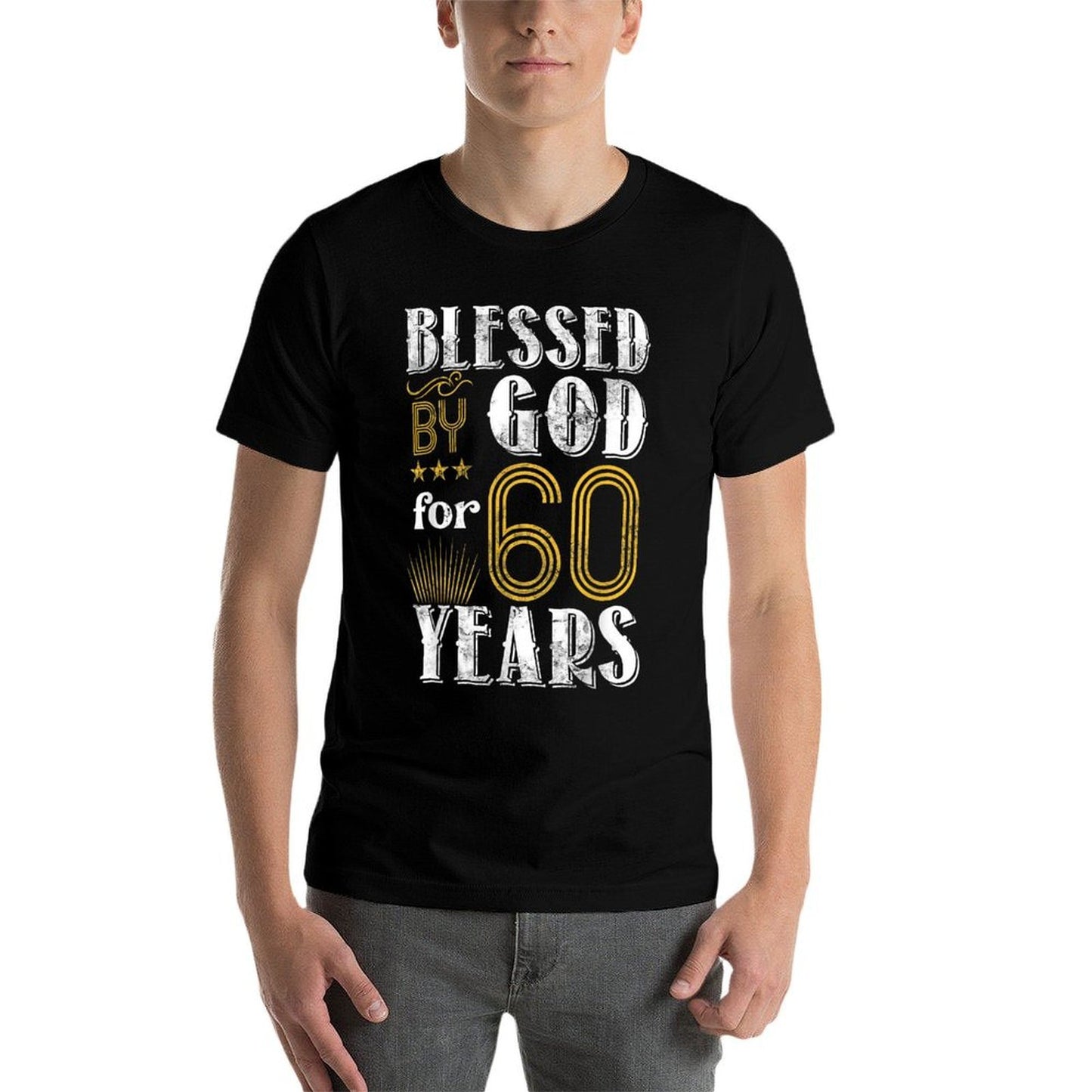 Vintage Blessed by God for 60 Year Old Birthday 60th Stretchy T-Shirt
