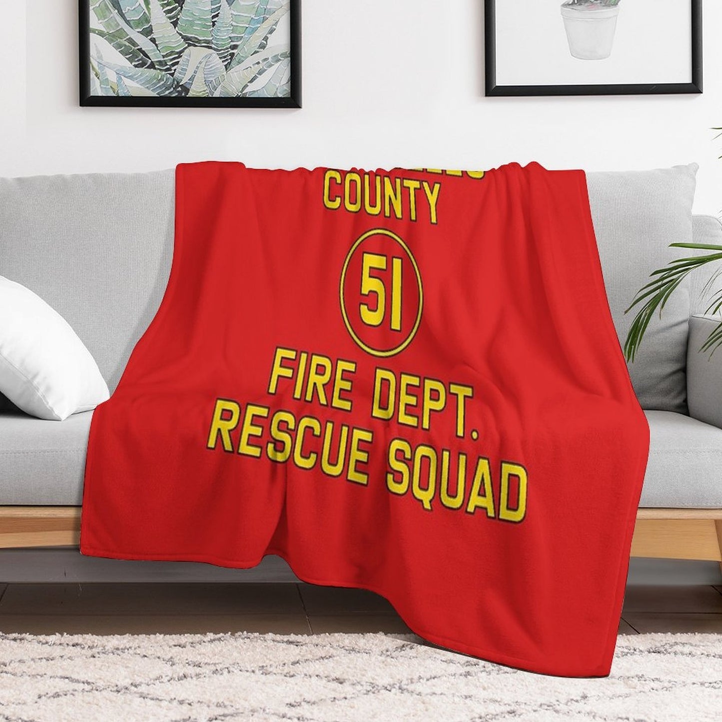 Emergency Squad 51 Side of Truck Reproduction Logo Compact Throw Blanket