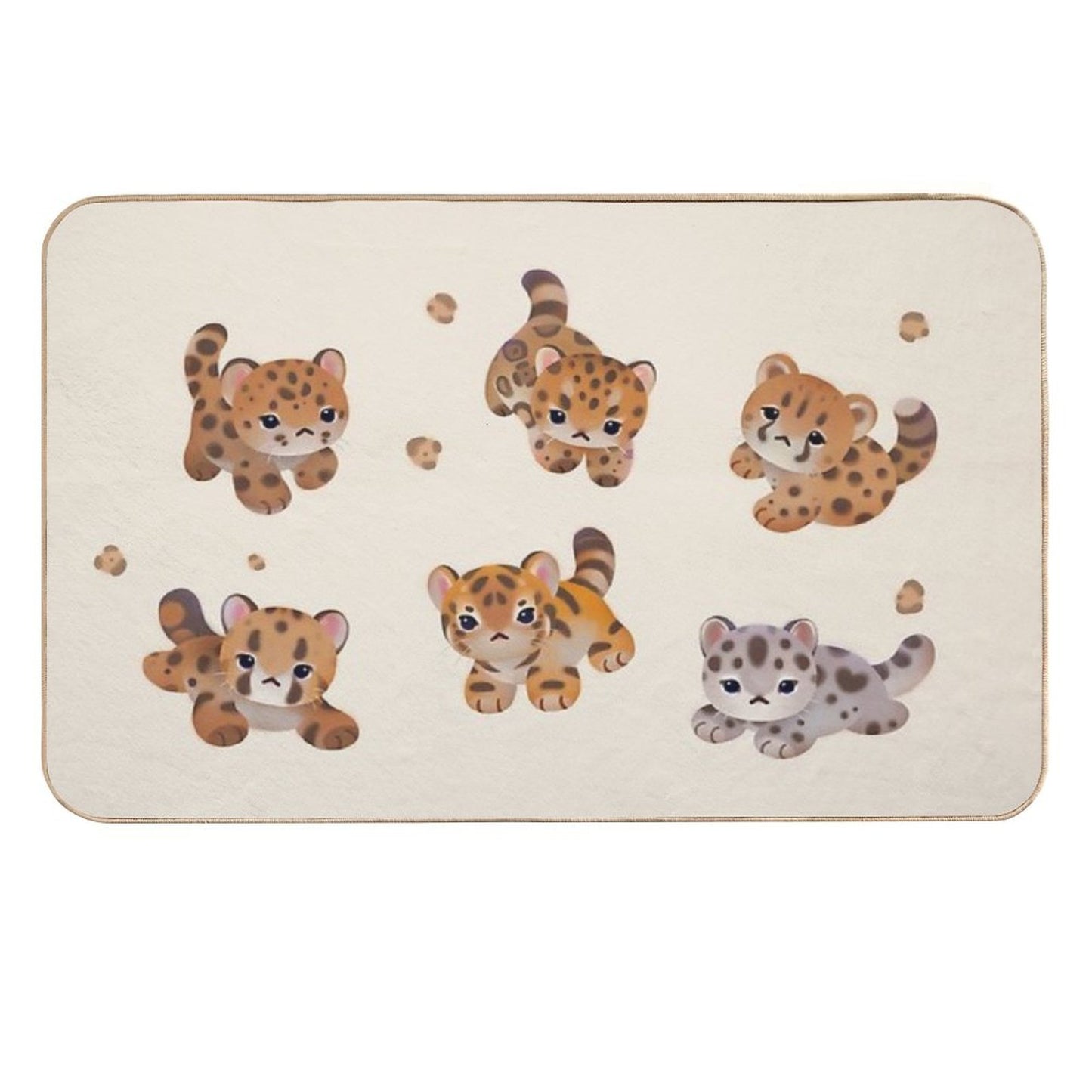 The Year of Big Cat Cubs - Beige Easy To Clean Bath Mat