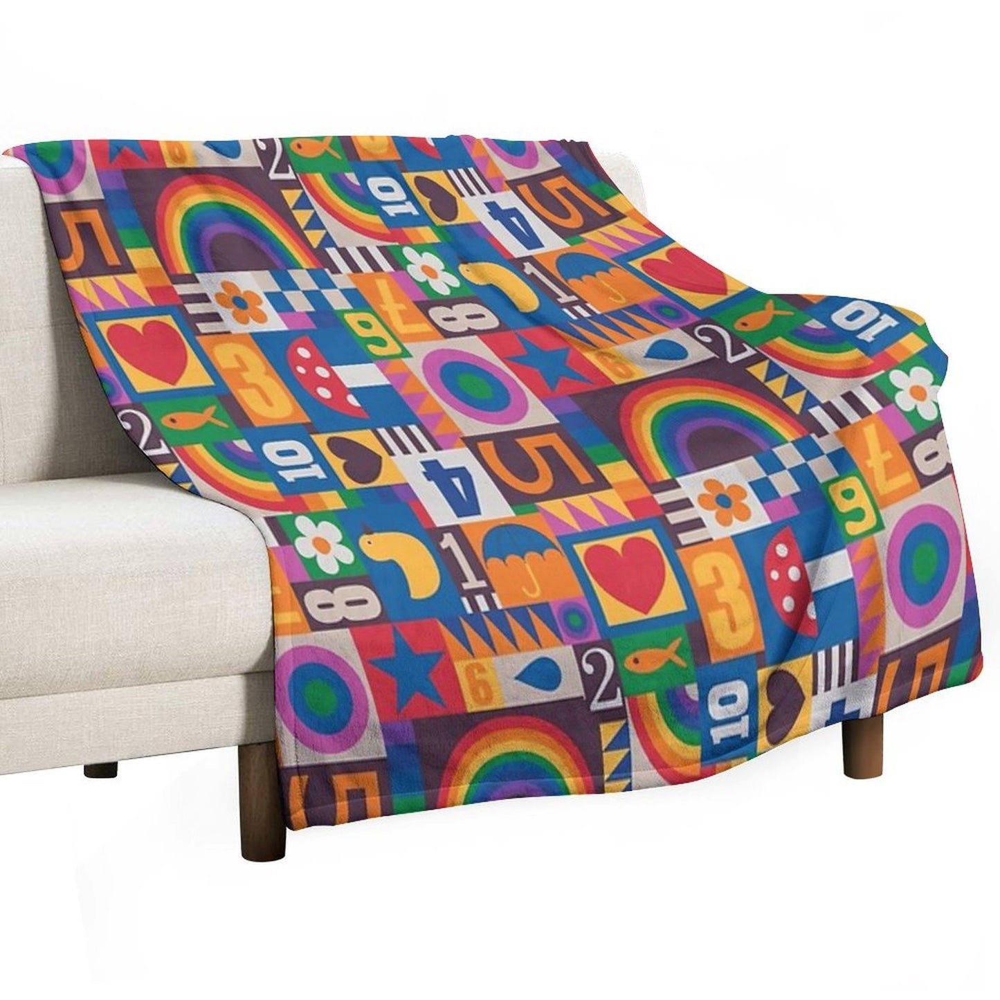 Pop Art Patchwork - Red And Rainbow - Fun Retro Pattern by Cecca Designs Easy Care Throw Blanket