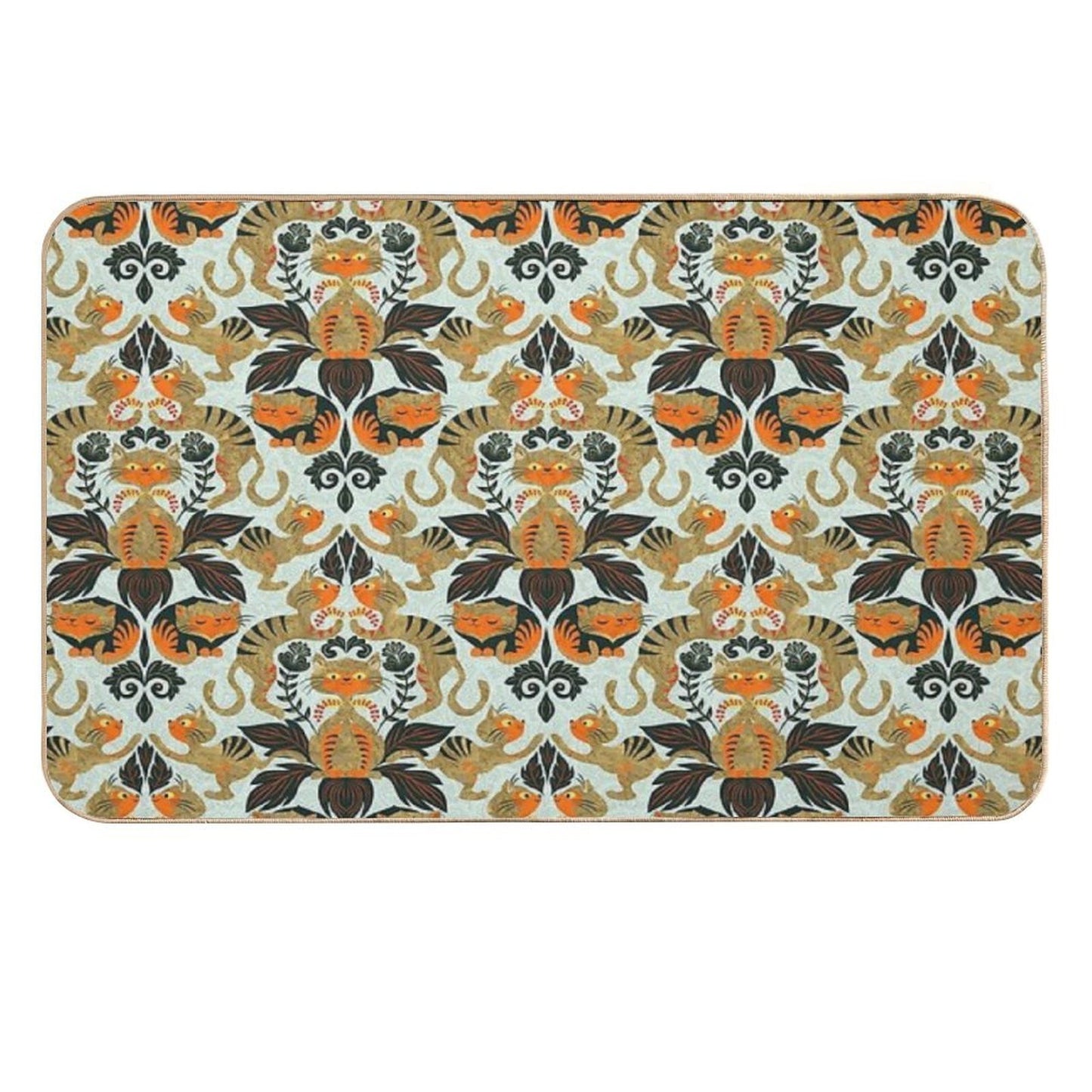 Damask Cats Durable Bath Mat