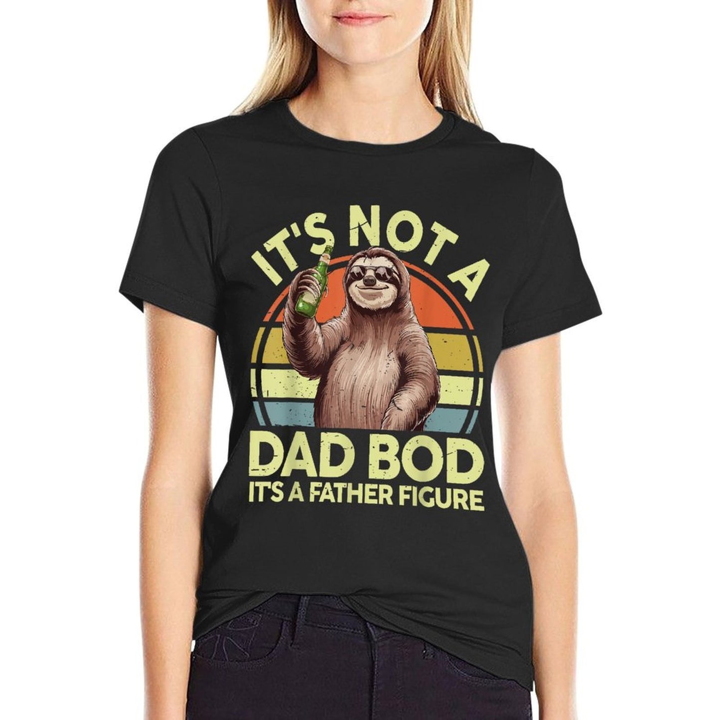Vintage Its Not Dad Bod Father Figure Funny Sloth Daddy Papa Heathered Texture T-Shirt