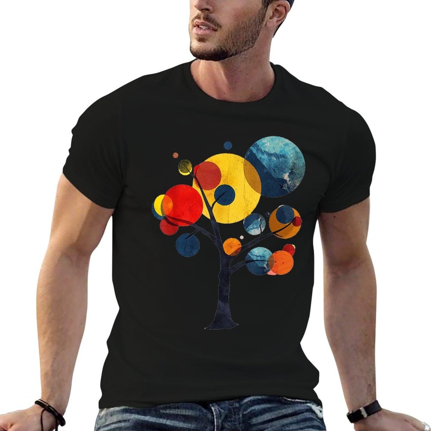 @rtY Geometric Tree Colorful Art Abstract Graphic Geometric, Small, White Durable T-Shirt