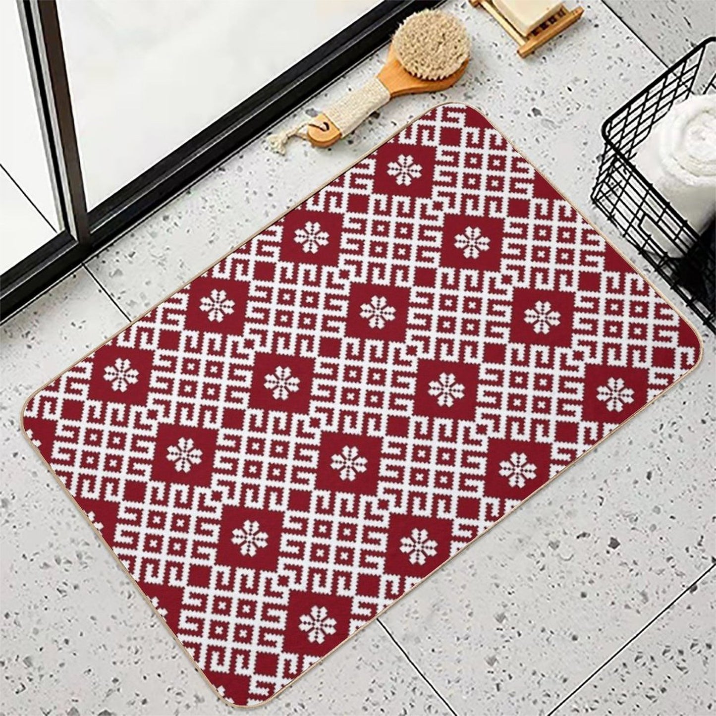 Latvian Traditional Pattern Toxin-Free Bath Mat