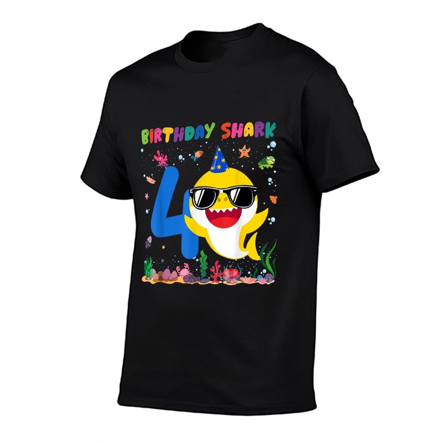4 Year Old Birthday Shark 4th Toddlers Birthday Boy Girl Wrinkle-resistant T-Shirt
