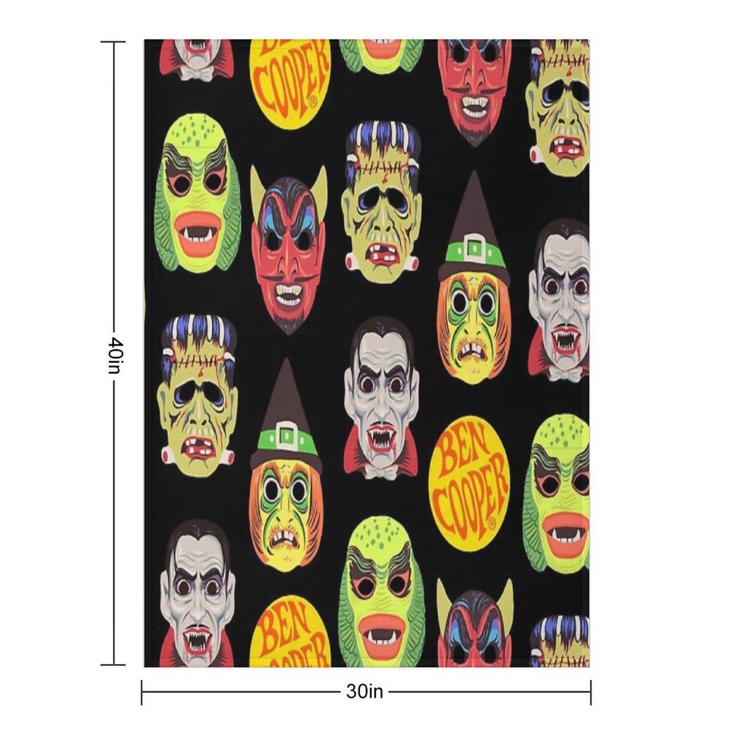 Vintage Halloween Masks Eco-conscious Throw Blanket