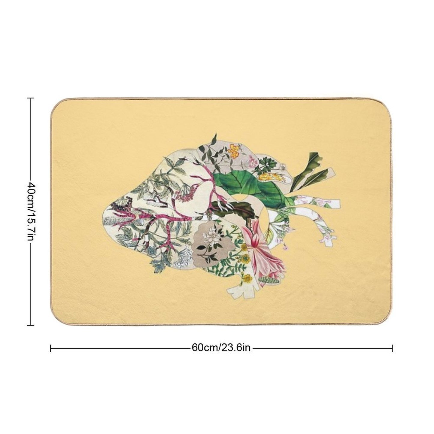 Vintage Botanical Heart - Sunshine Pet-Safe Bath Mat