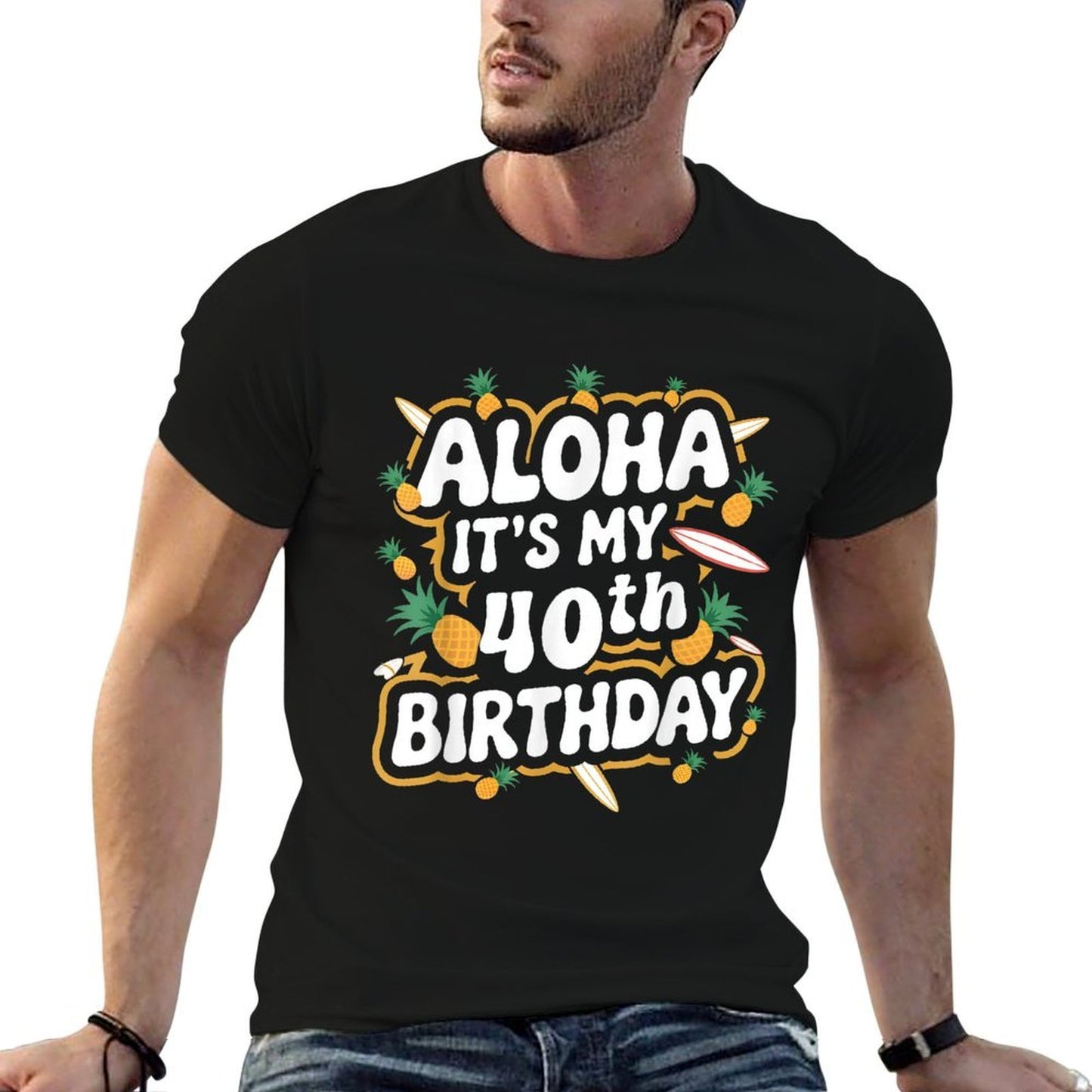Aloha It's My 40th Birthday Hawaii Pineapple Hawaiian Themed Eco-friendly Material T-Shirt