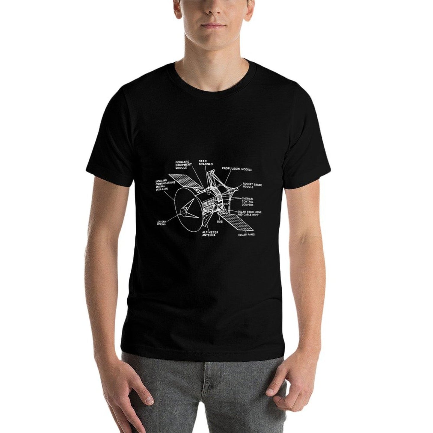 Space Satellite Vintage Retro Diagram Chart Blueprint Gift  Summer-ready Fabric T-Shirt