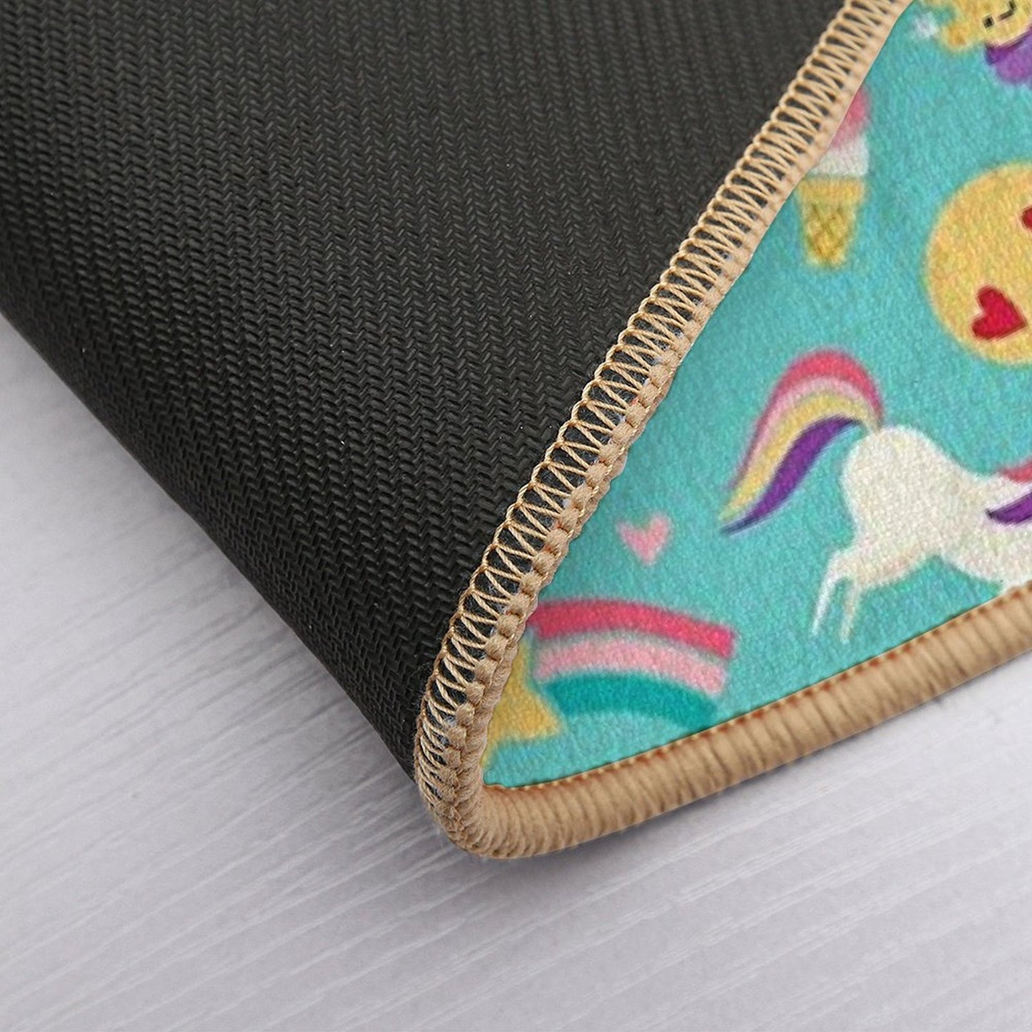 Tween Girl Icons Rainbows Emojis Unicorns Roller Skates Pet-Safe Bath Mat