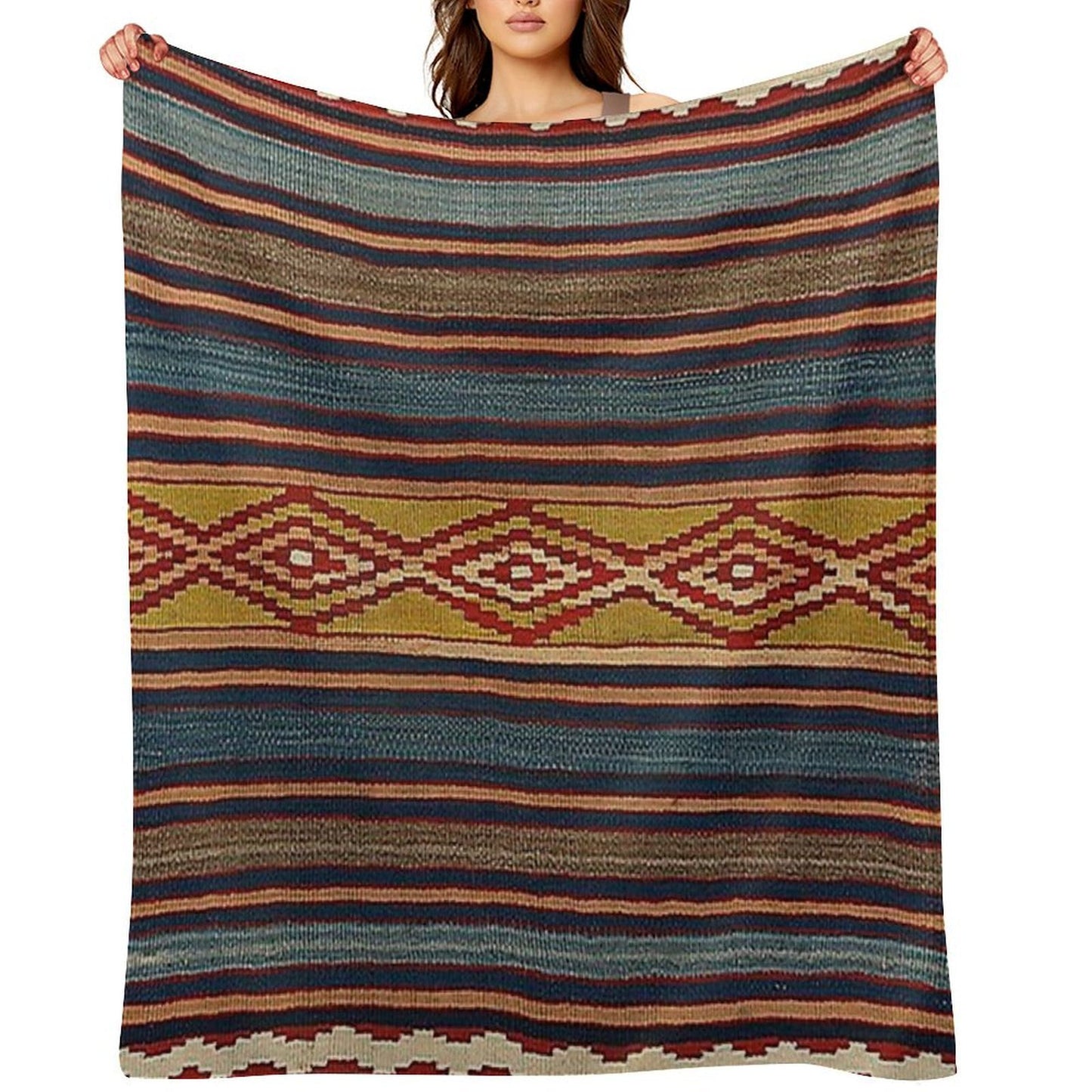 Navajo Blanket,southwestern Art,native American Art,indian Art,arizona,dessert,geometric Pattern,bow And Arrows,cowboys And Indi Anti-pilling Throw Blanket