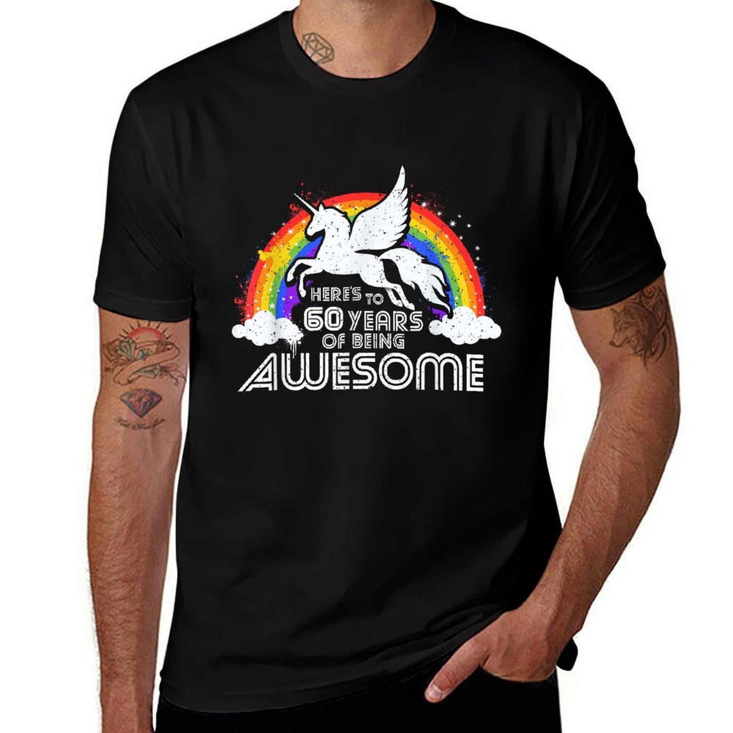 60 Years Of Being Awesome Unicorn Rainbow 60th Birthday Quick-drying T-Shirt