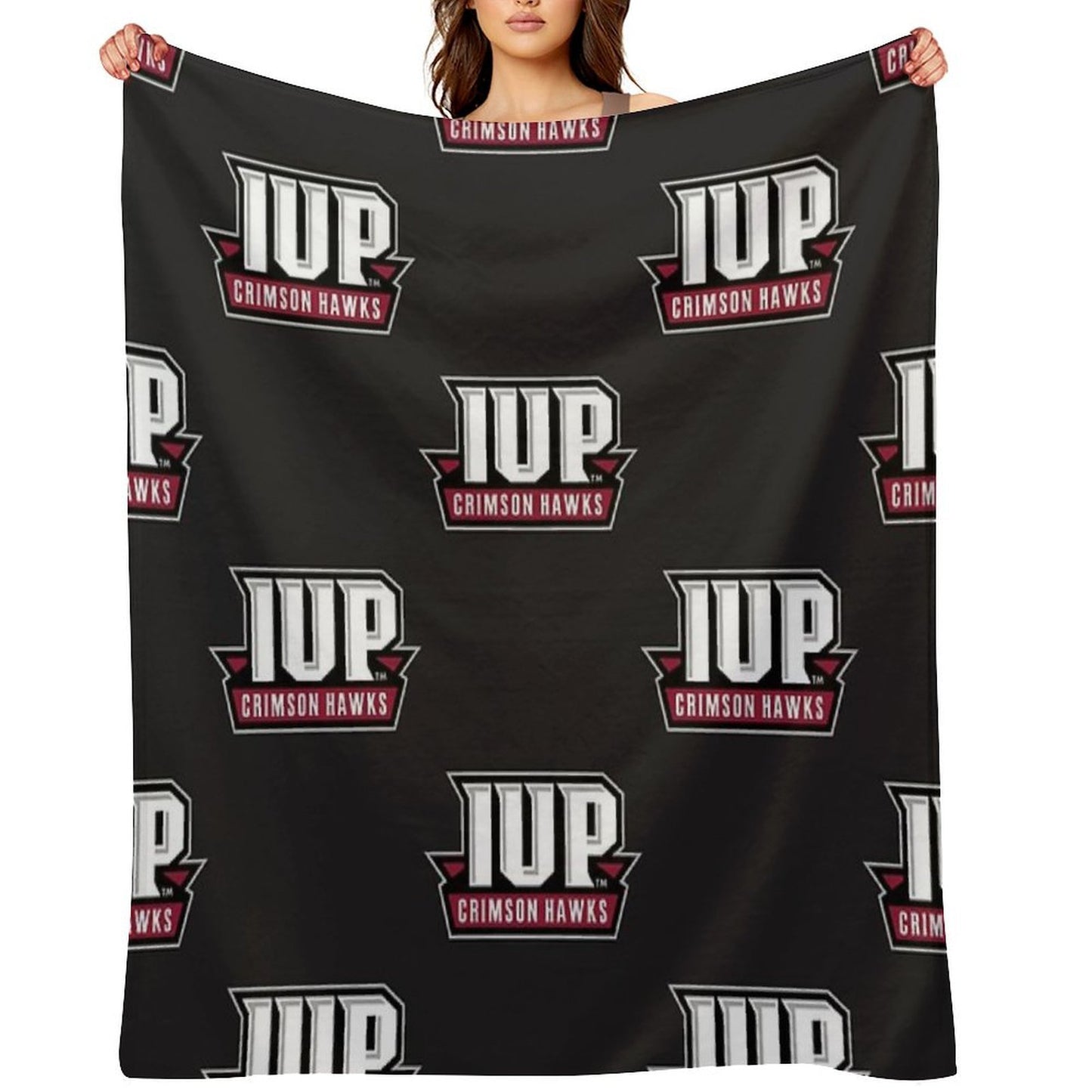 IUP Crimson Hawks Club Classic T-Shirt Eco-conscious Throw Blanket
