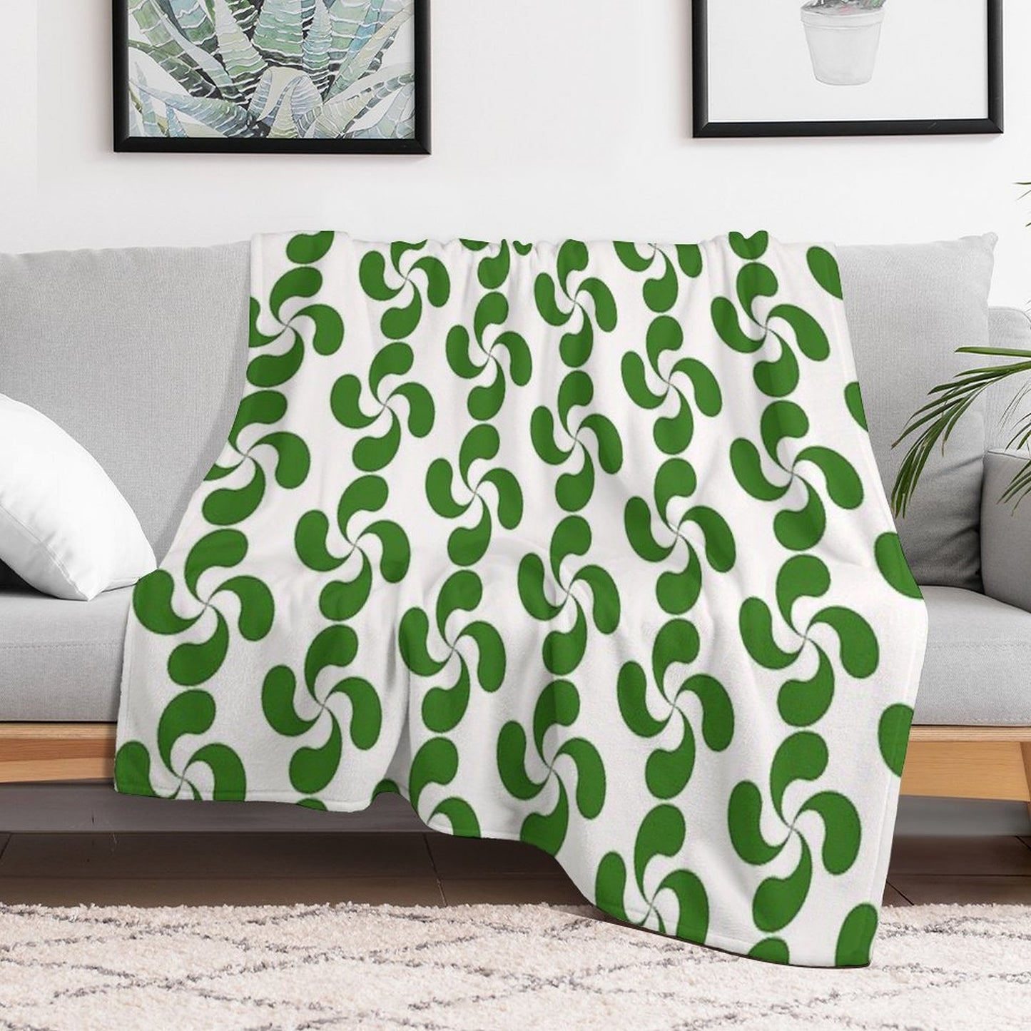 Green Basque Cross Lauburu Euskadi Plush Throw Blanket