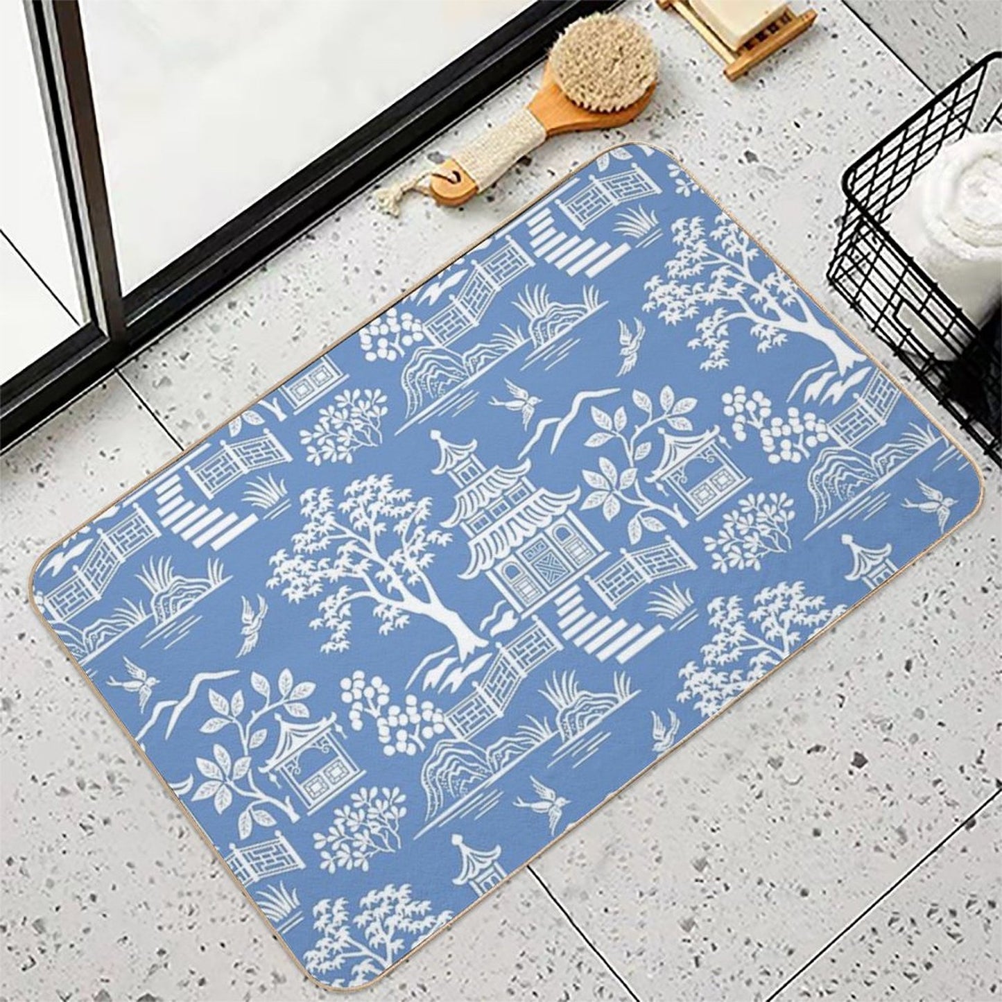 Chinoiserie Pagoda Slip-Resistant Bath Mat