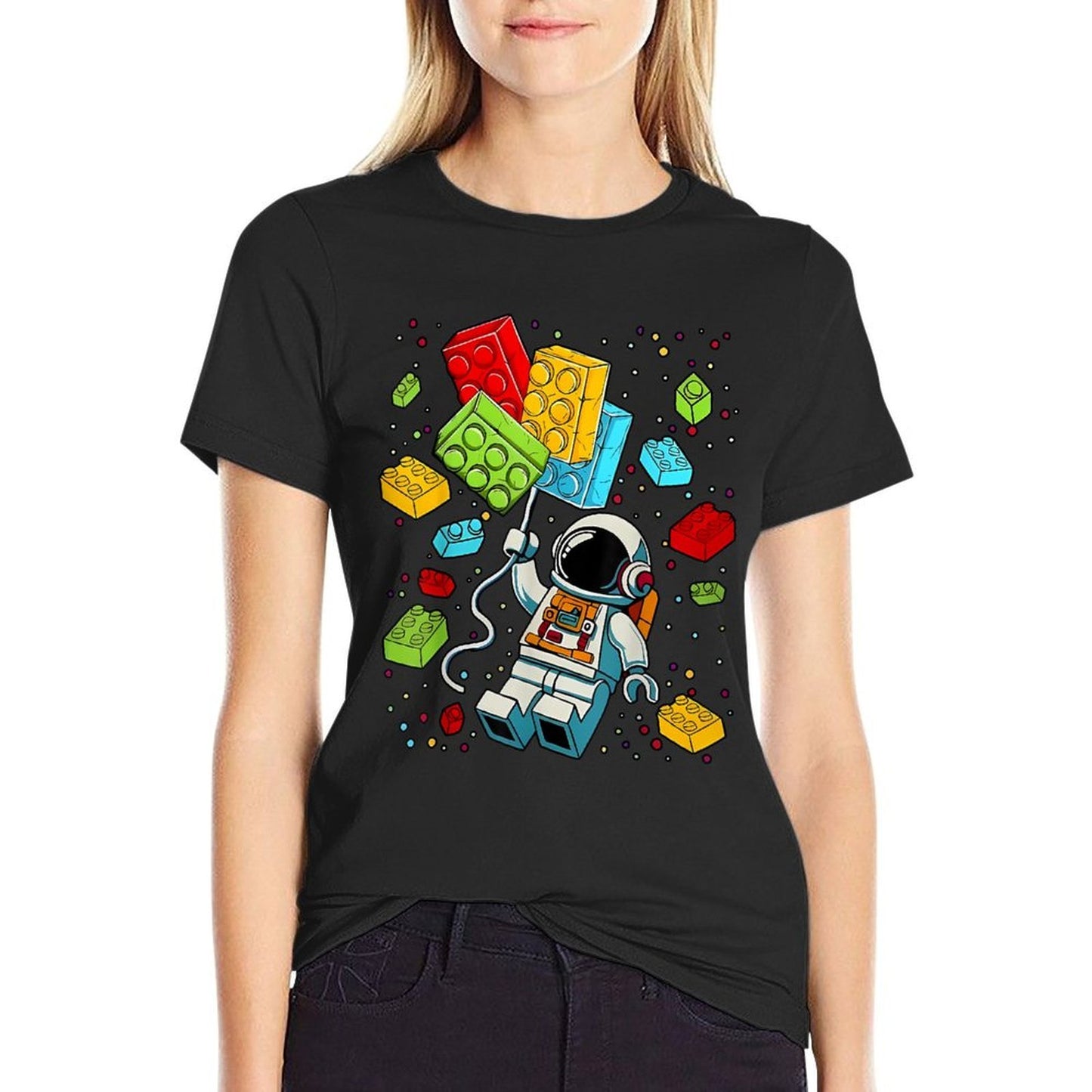 Space Astronaut Master Builder Building Blocks Boys Kids Moisture-wicking T-Shirt