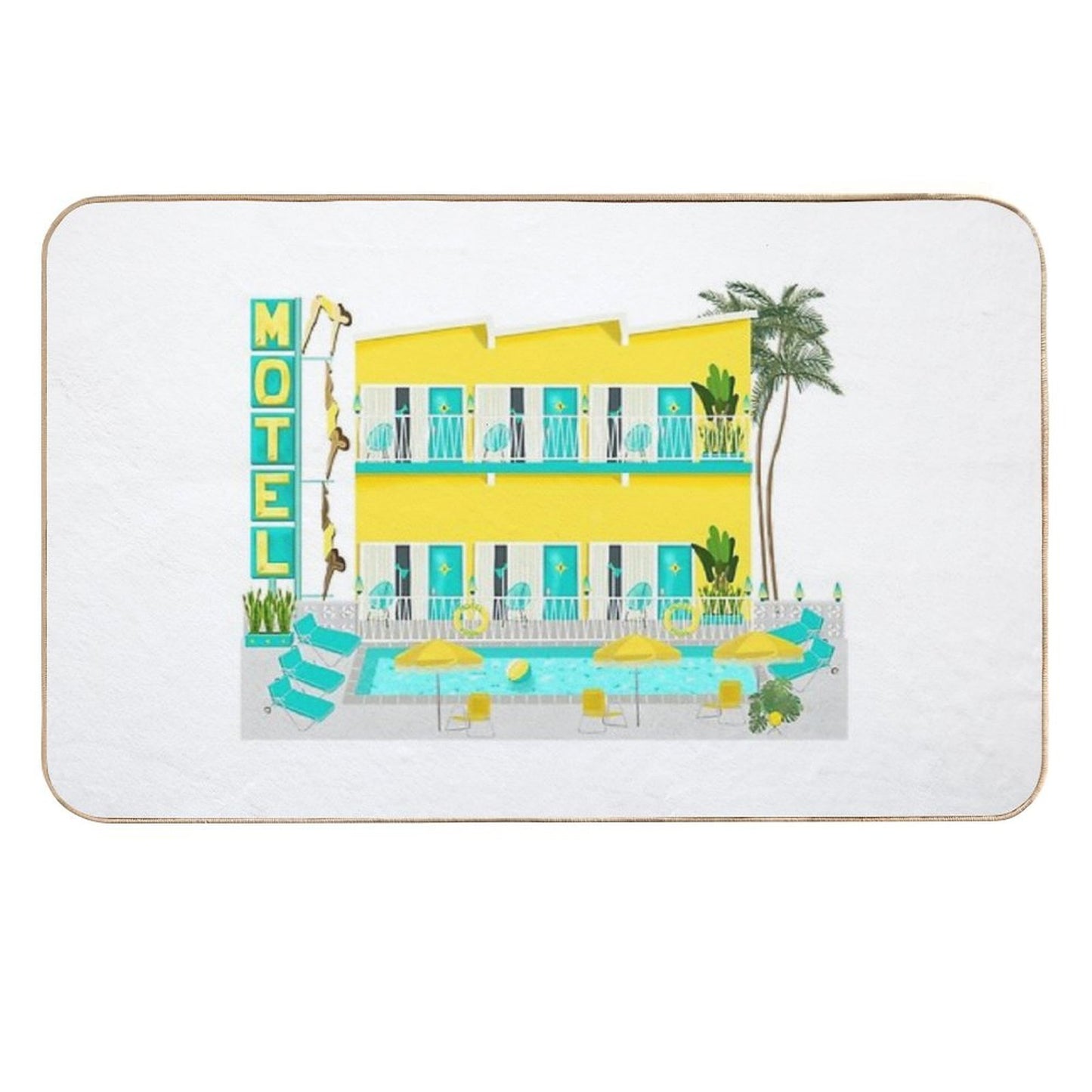 Vintage Motel Pool Repositionable Bath Mat