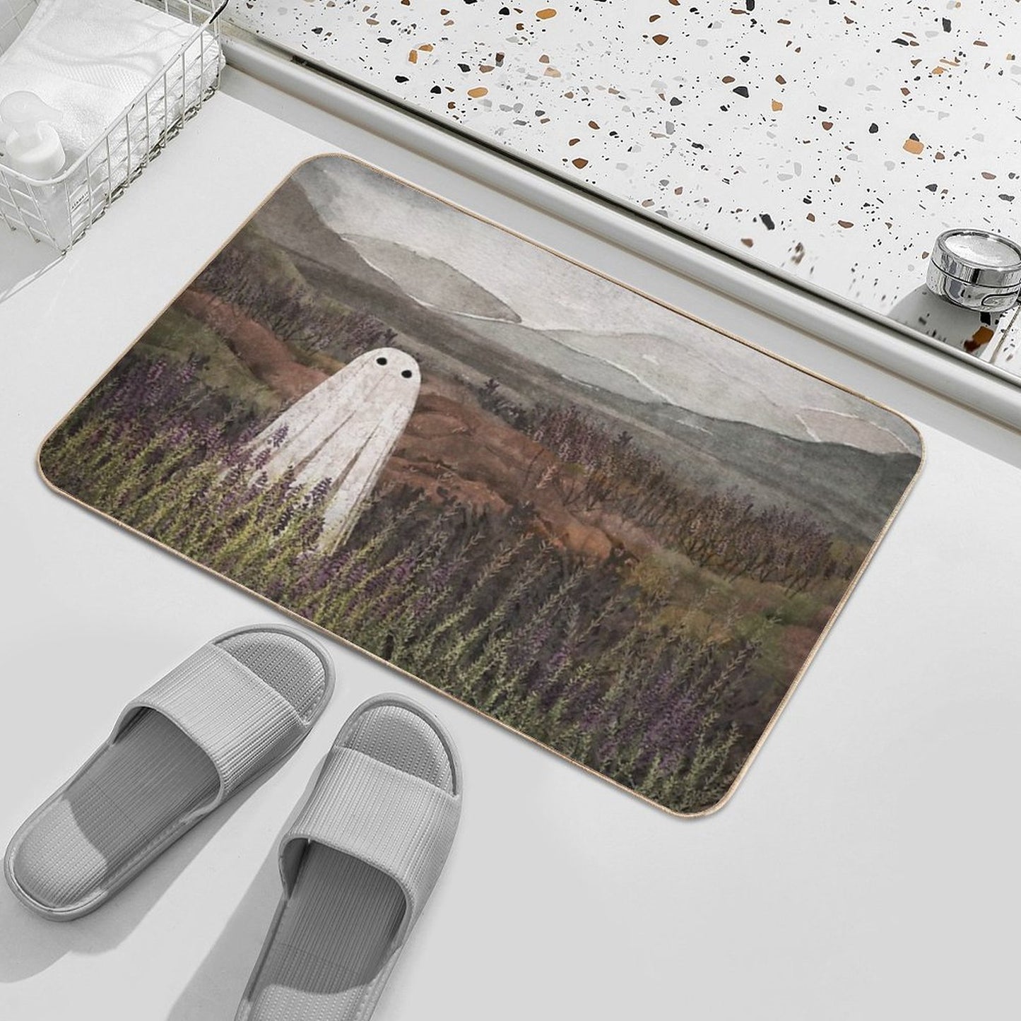 Heather Ghost Non-Slip Bath Mat