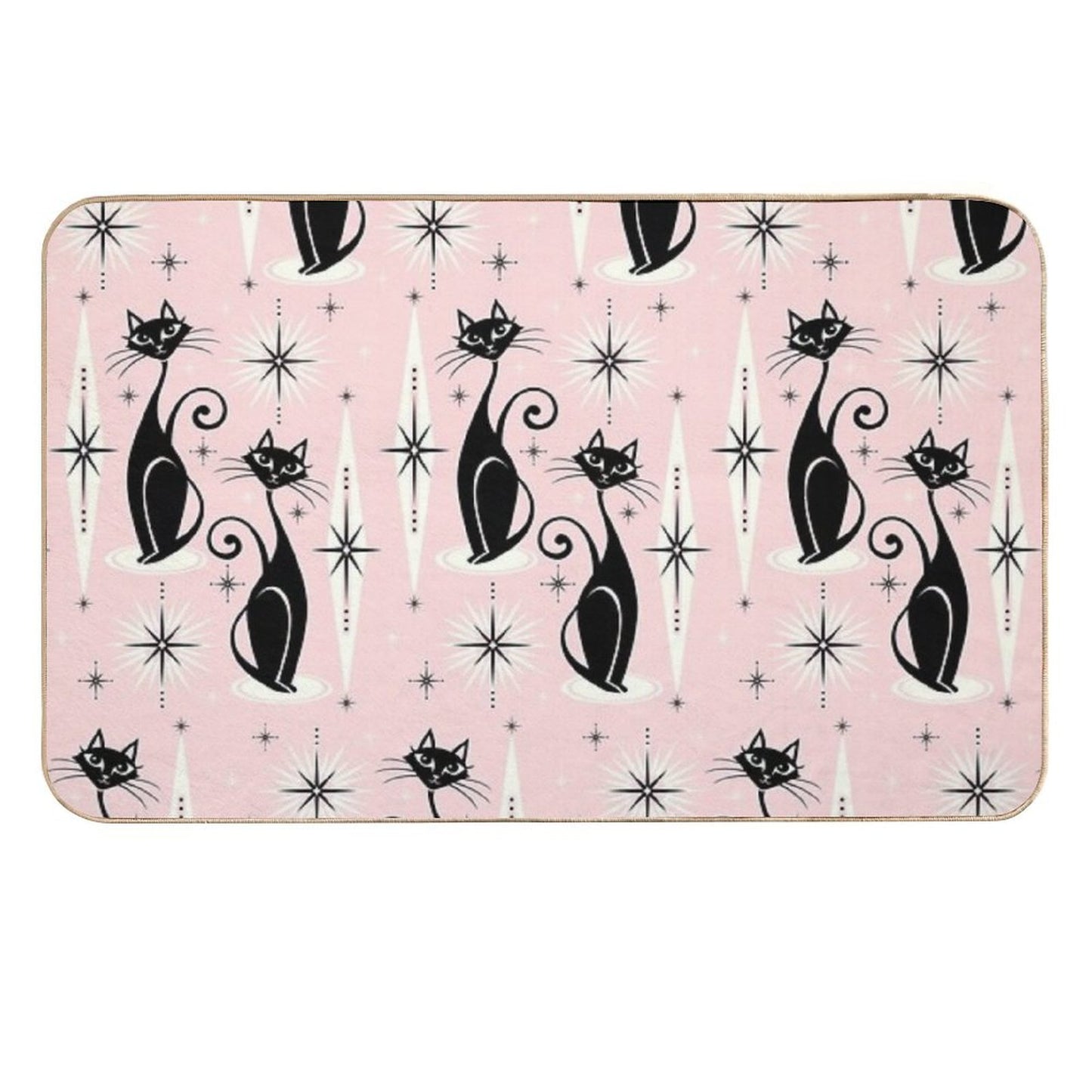 Mid Century Meow Retro Atomic Cats Multi-Purpose Bath Mat