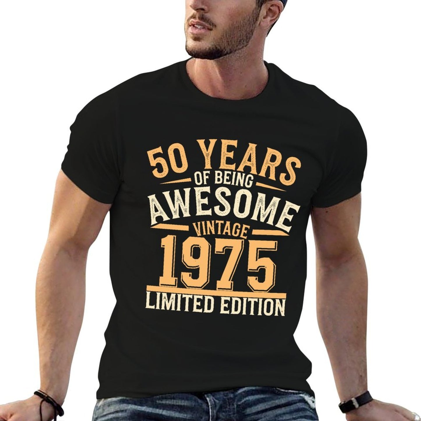 50 Year Birthday Decorations Men Gag 50yr 1975 50th Birthday High-quality Stitching T-Shirt