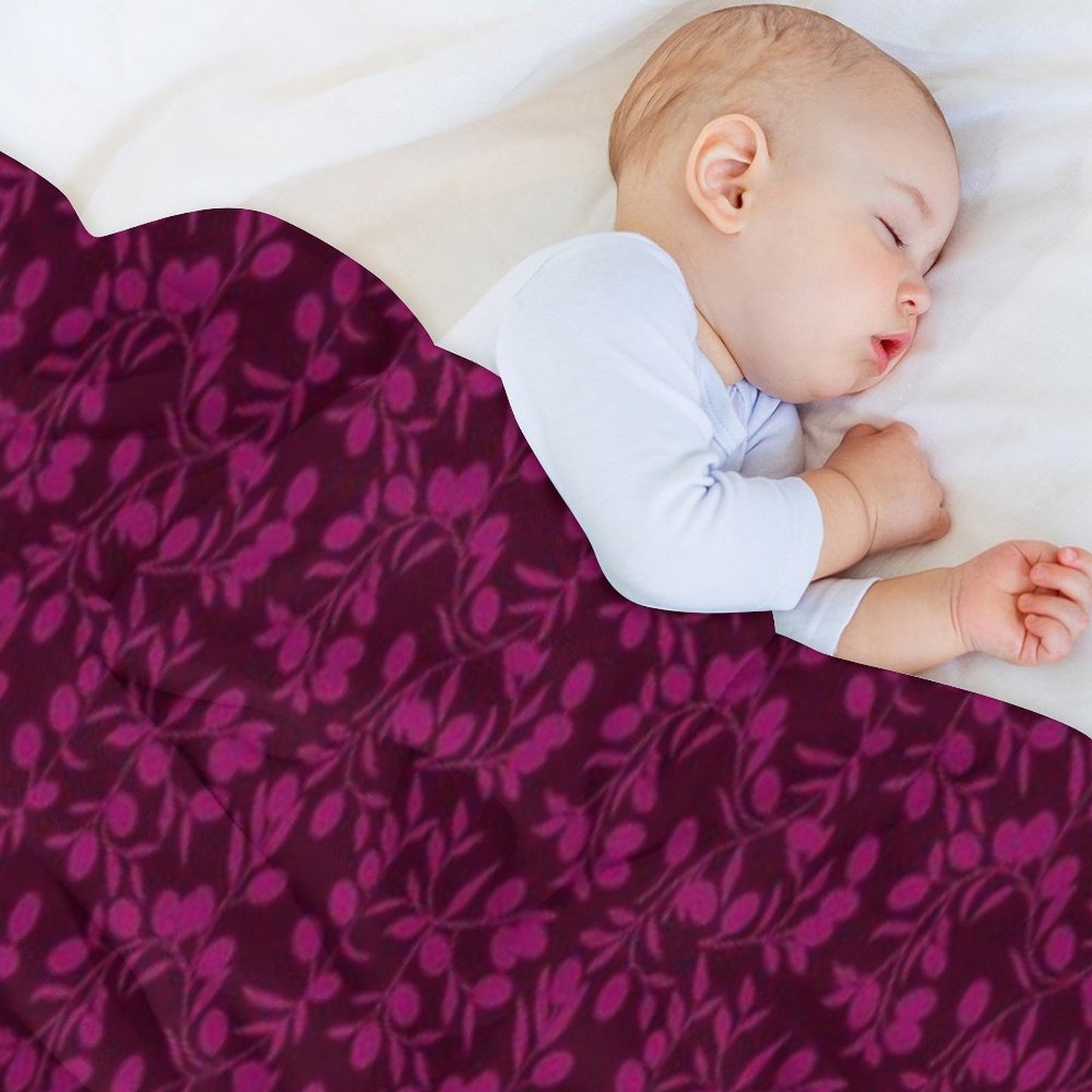 Burgundy Small Olive Pattern Anti-pilling Throw Blanket
