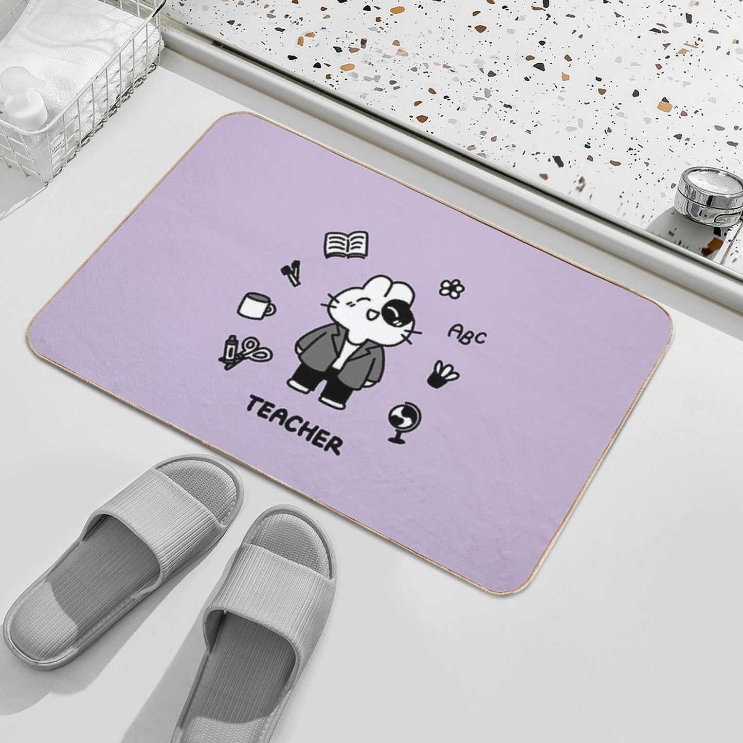 Teacher Bunny Rapid-Drying Bath Mat