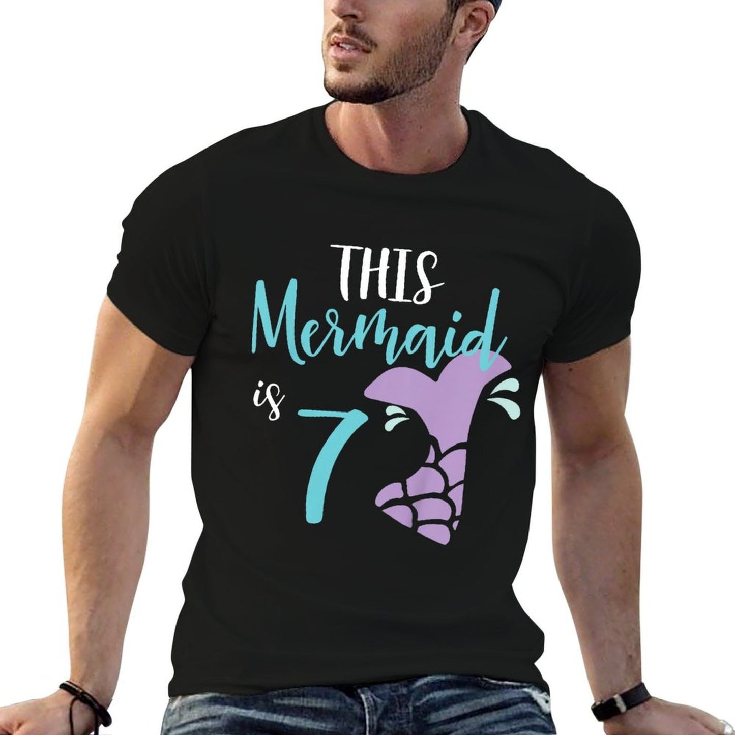 Kids Birthday Girl Mermaid, Seven Year Old Birthday Gift Comfortable T-Shirt