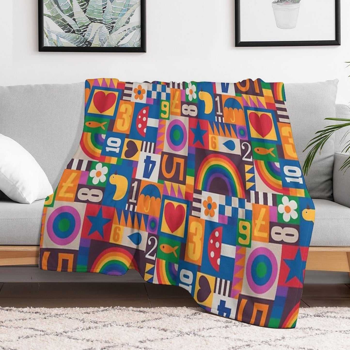 Pop Art Patchwork - Red And Rainbow - Fun Retro Pattern by Cecca Designs Easy Care Throw Blanket