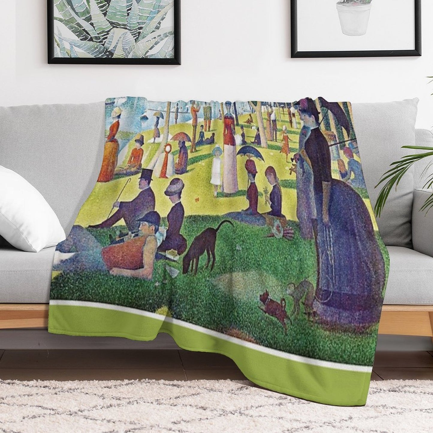 Seurat's A Sunday Afternoon on La Grande Jatte - Fine Art Pointillism Velvety-soft Throw Blanket
