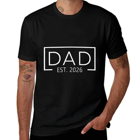 Dad Est 2026 Expect Baby 2026 Logo First Time Dad 2026  Heathered Texture T-Shirt