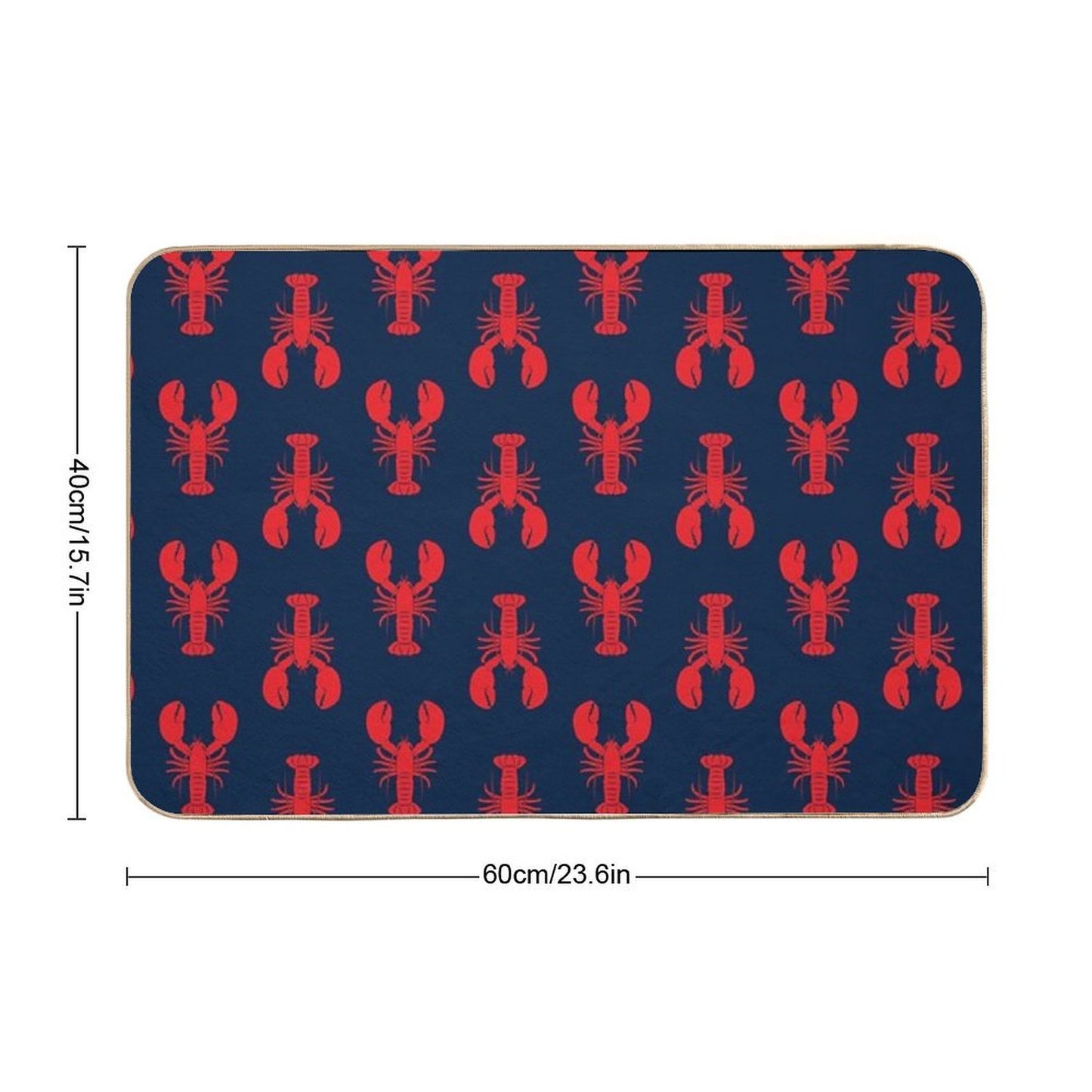 Lobsters - Red on Navy Dirt-Trapping Bath Mat