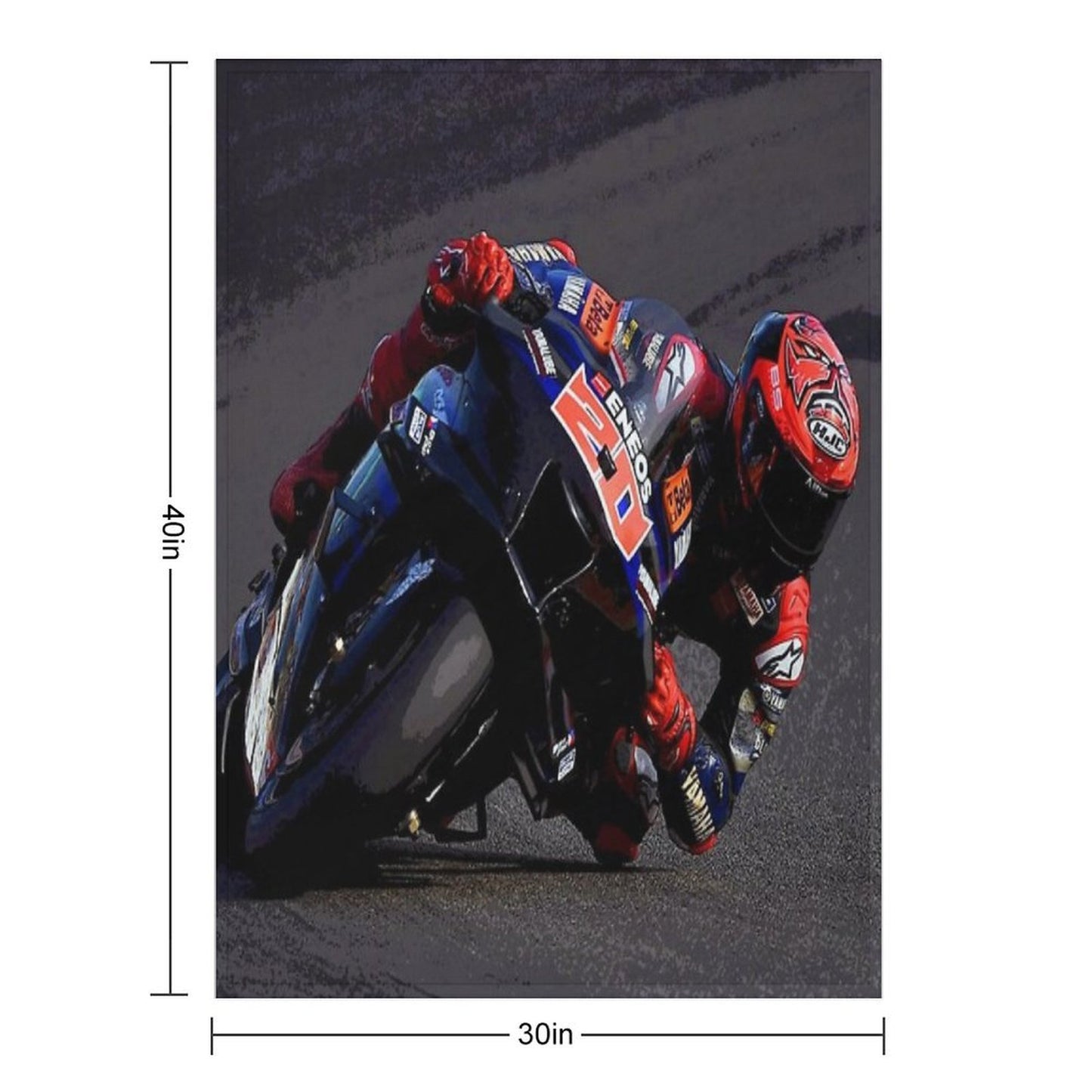 Fabio Quartararo on His 2024 MotoGP Motorcycle Making A Kneedown Abstract Premium Throw Blanket