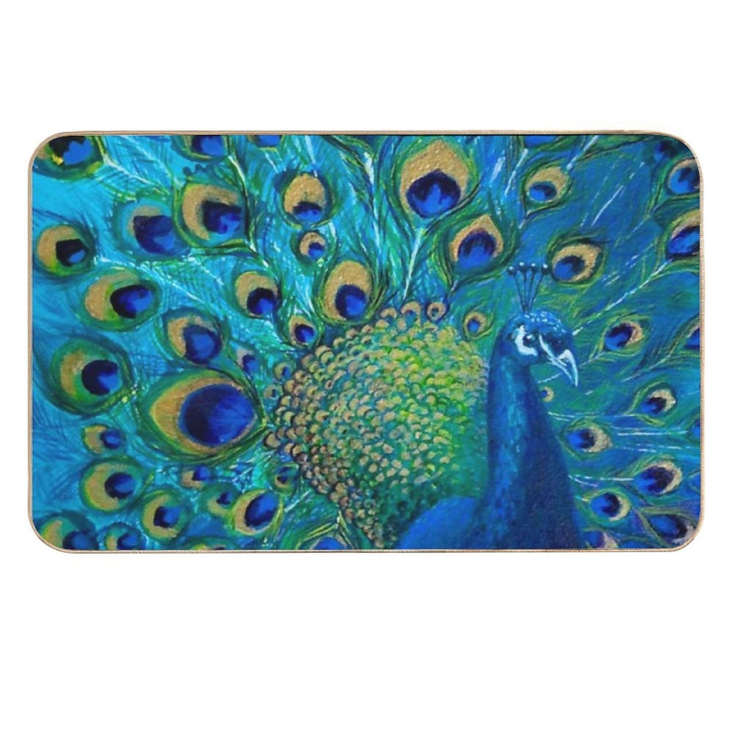 Beautiful Painted Peacock in Its Full Glory Odorless Bath Mat