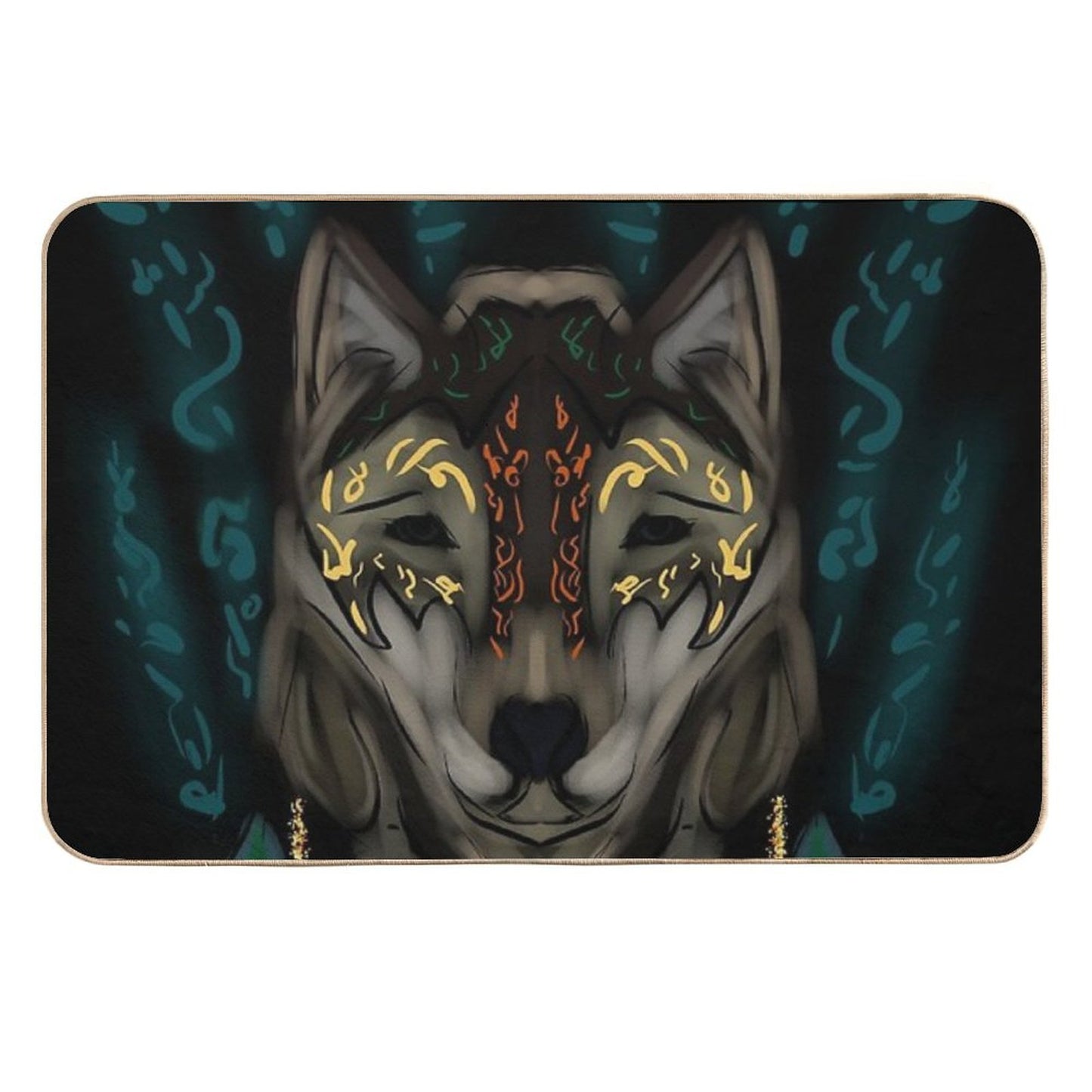 Totemic Wolf Dirt-Trapping Bath Mat