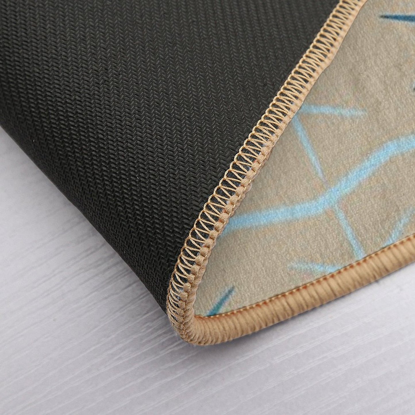 Serenity Waves Minimalist Geometric Blues Repositionable Bath Mat