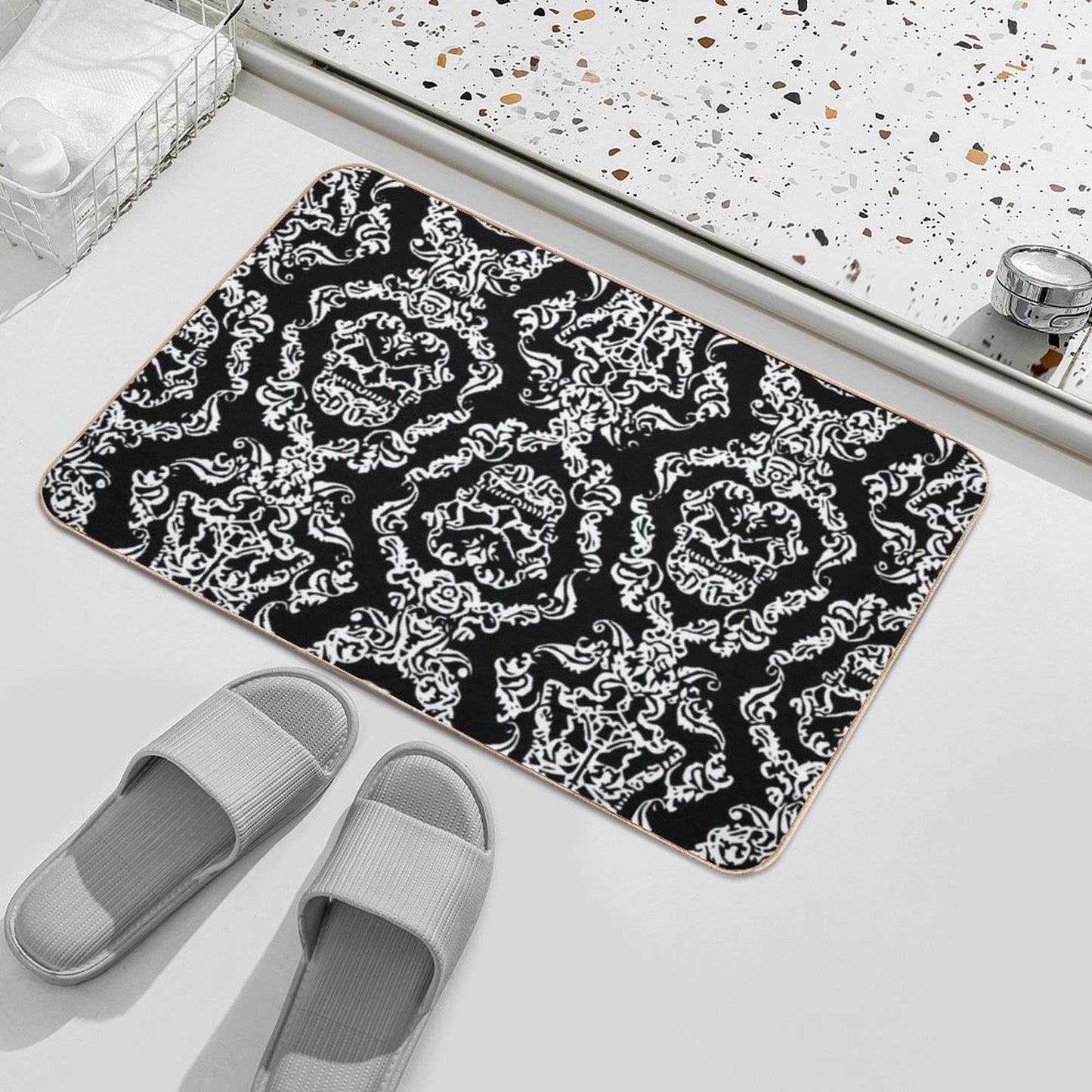 Imperial Mural Black Non-Slip Bath Mat