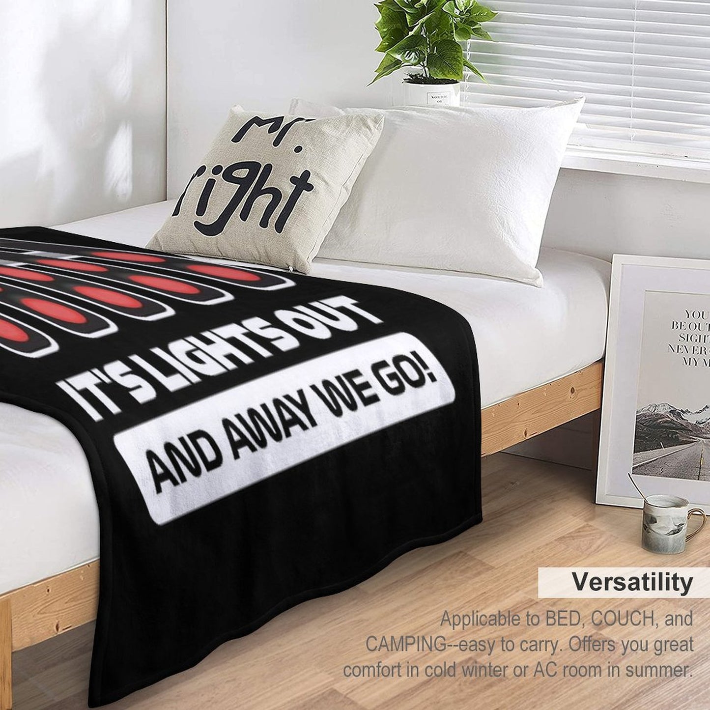 It's Lights Out And Away We Go! - Version 2 (White) Premium Throw Blanket