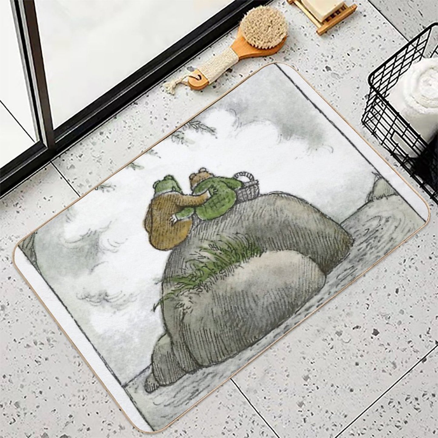 Frog And Toad on The Water Repositionable Bath Mat