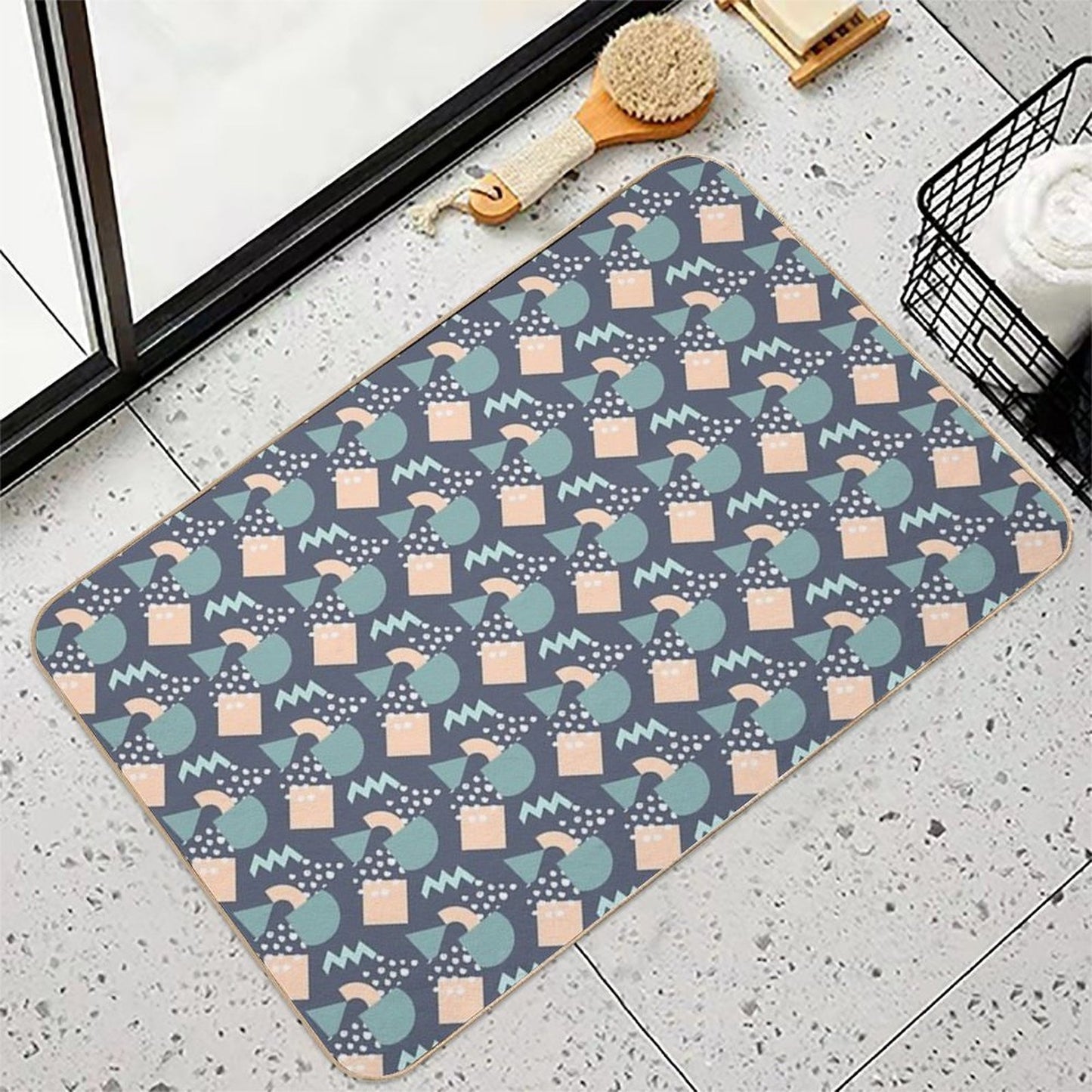 A Take on Modern Art with Triangles, Circles, Squares And Dots Rapid-Drying Bath Mat
