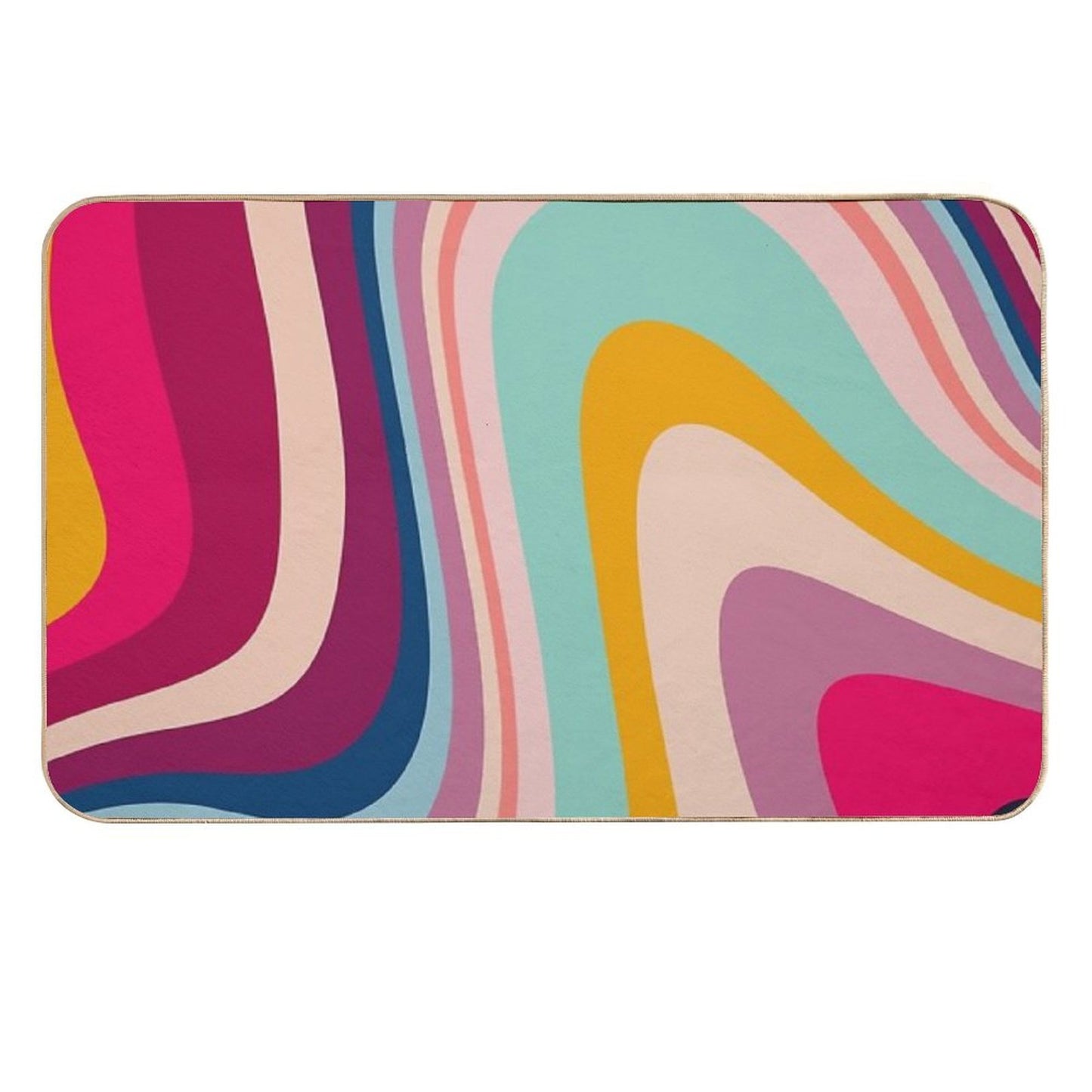 Retro Colorful Trippy Abstract Fade-Resistant Bath Mat