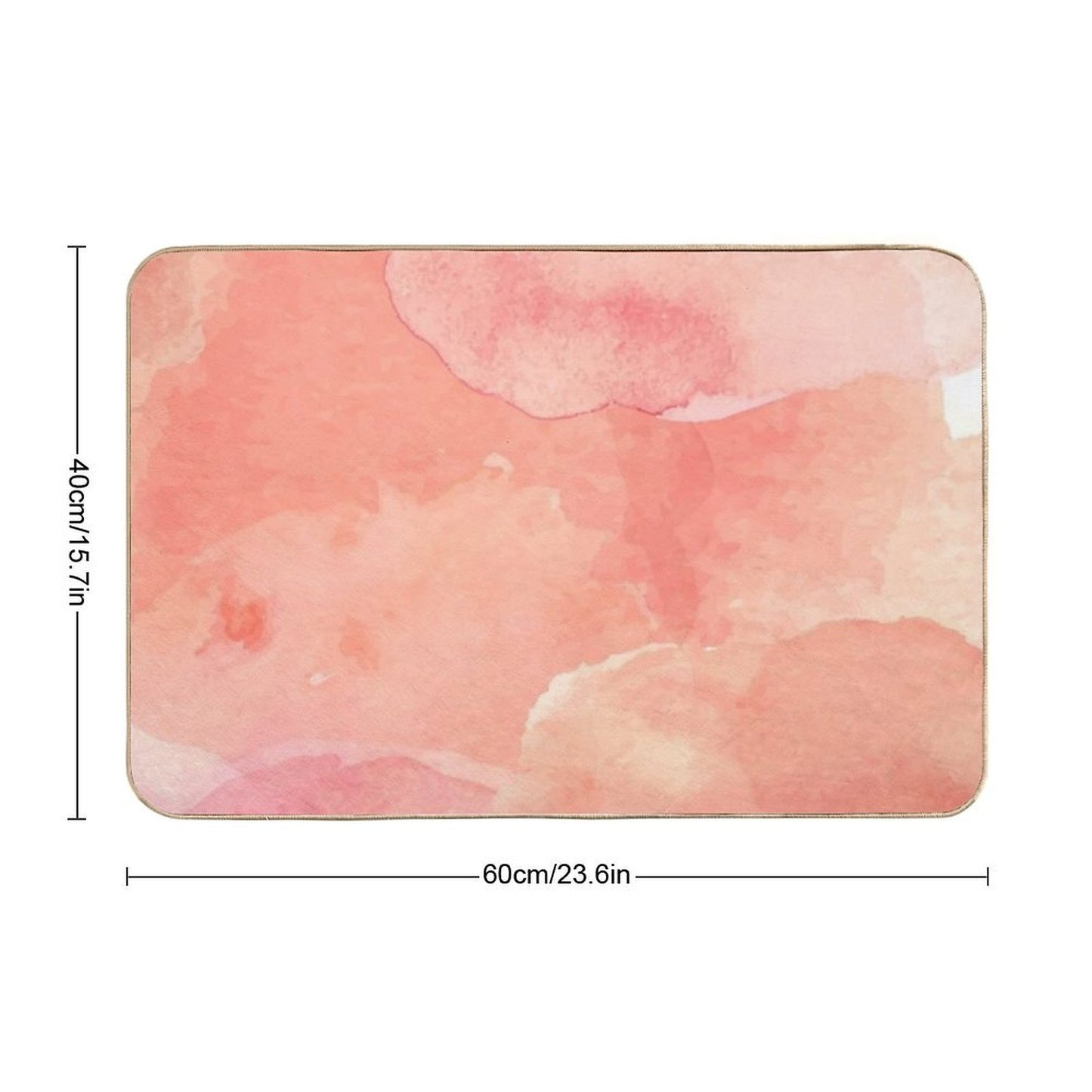 Peach Watercolor Painted Clouds Anti-Trip Bath Mat