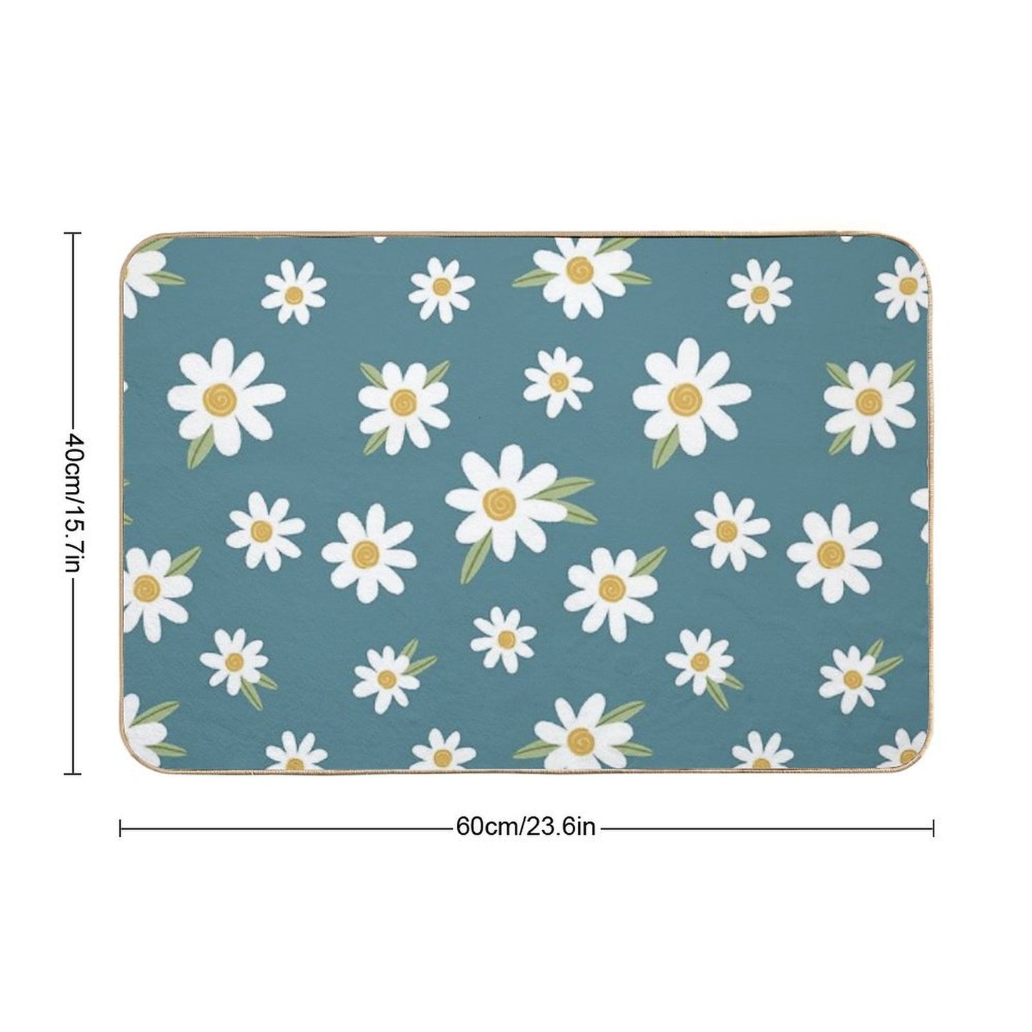 Daisies on Teal Green Eco-Friendly Bath Mat