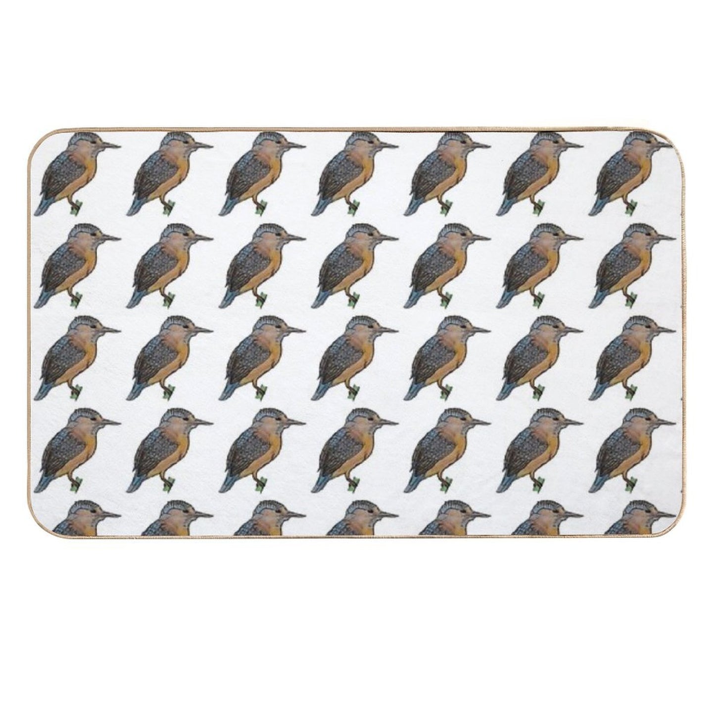 Kingfisher Drawing Fade-Resistant Bath Mat
