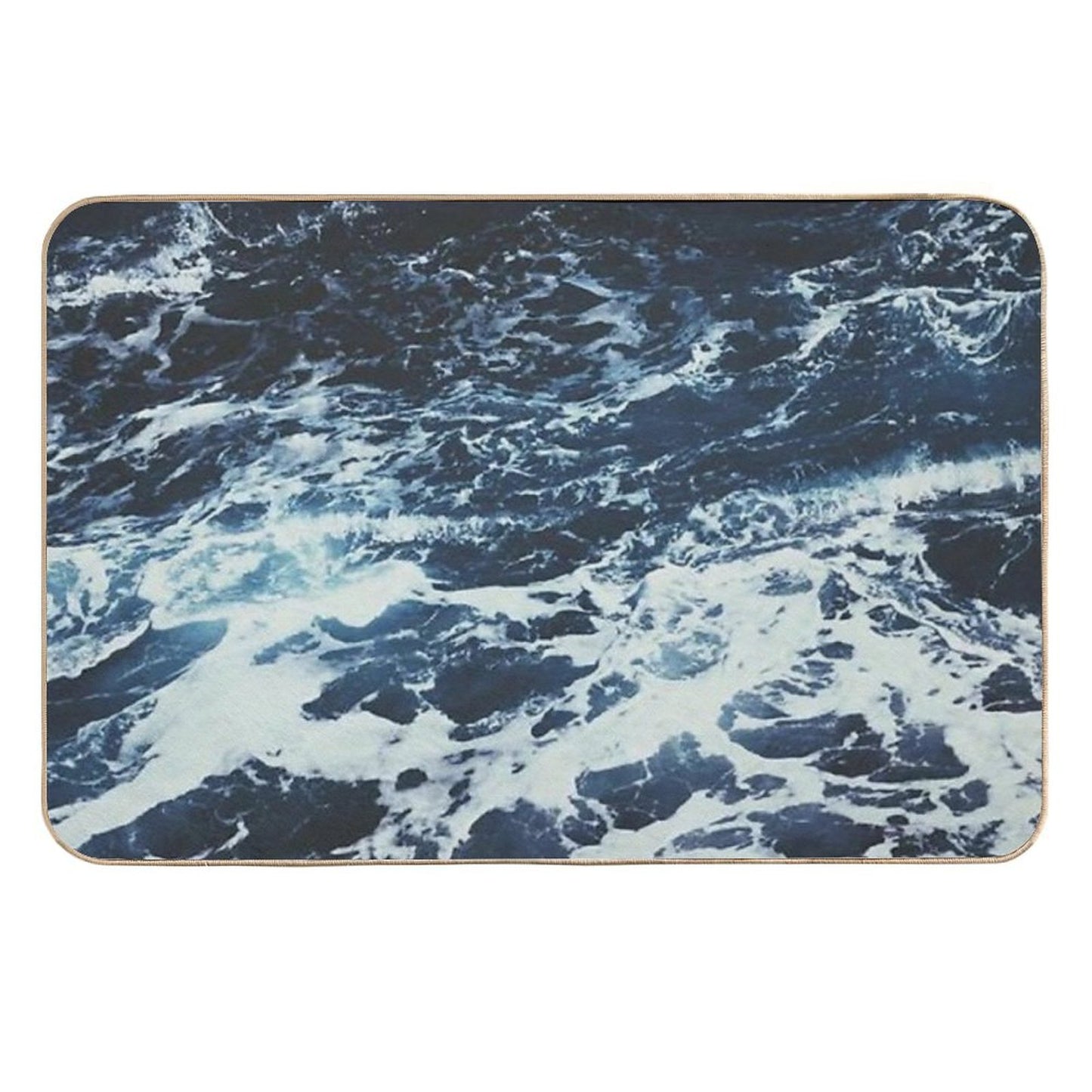 Dark Stormy Ocean Pattern Slip-Resistant Bath Mat