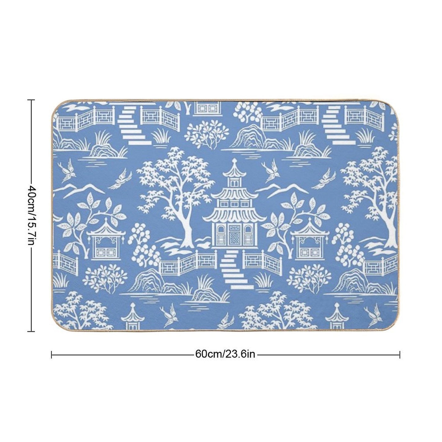 Chinoiserie Pagoda Slip-Resistant Bath Mat